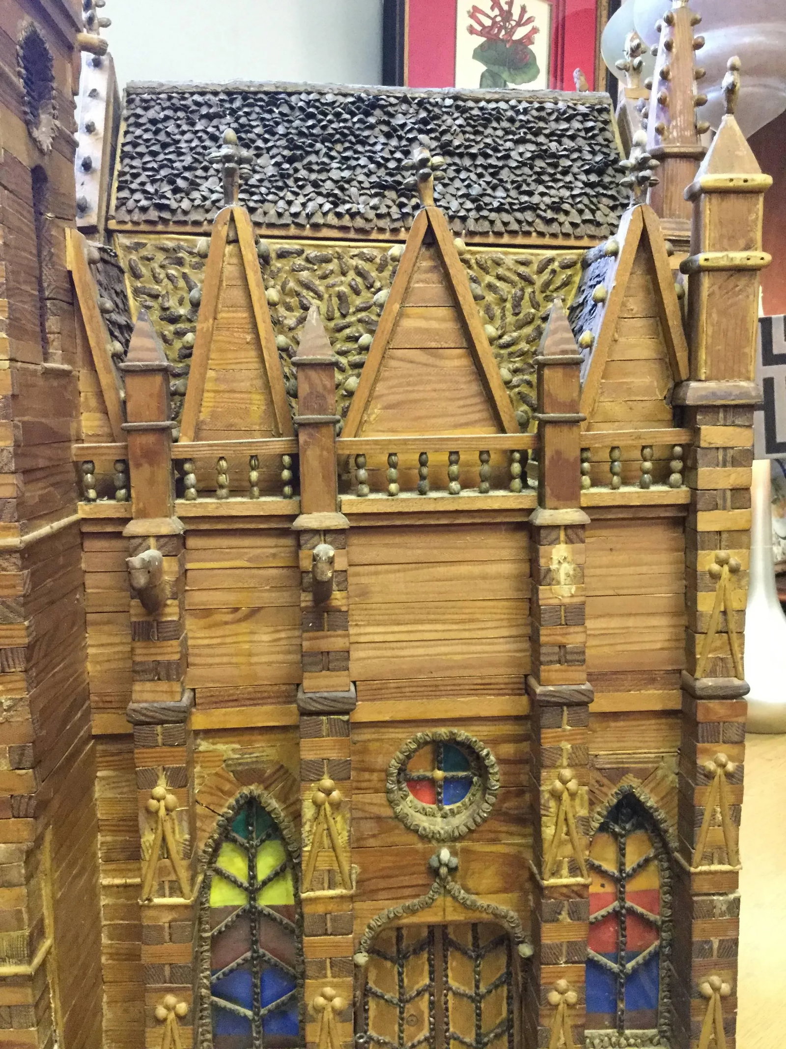 French Folk Art Miniature Cathedral Sculpture Model - 4