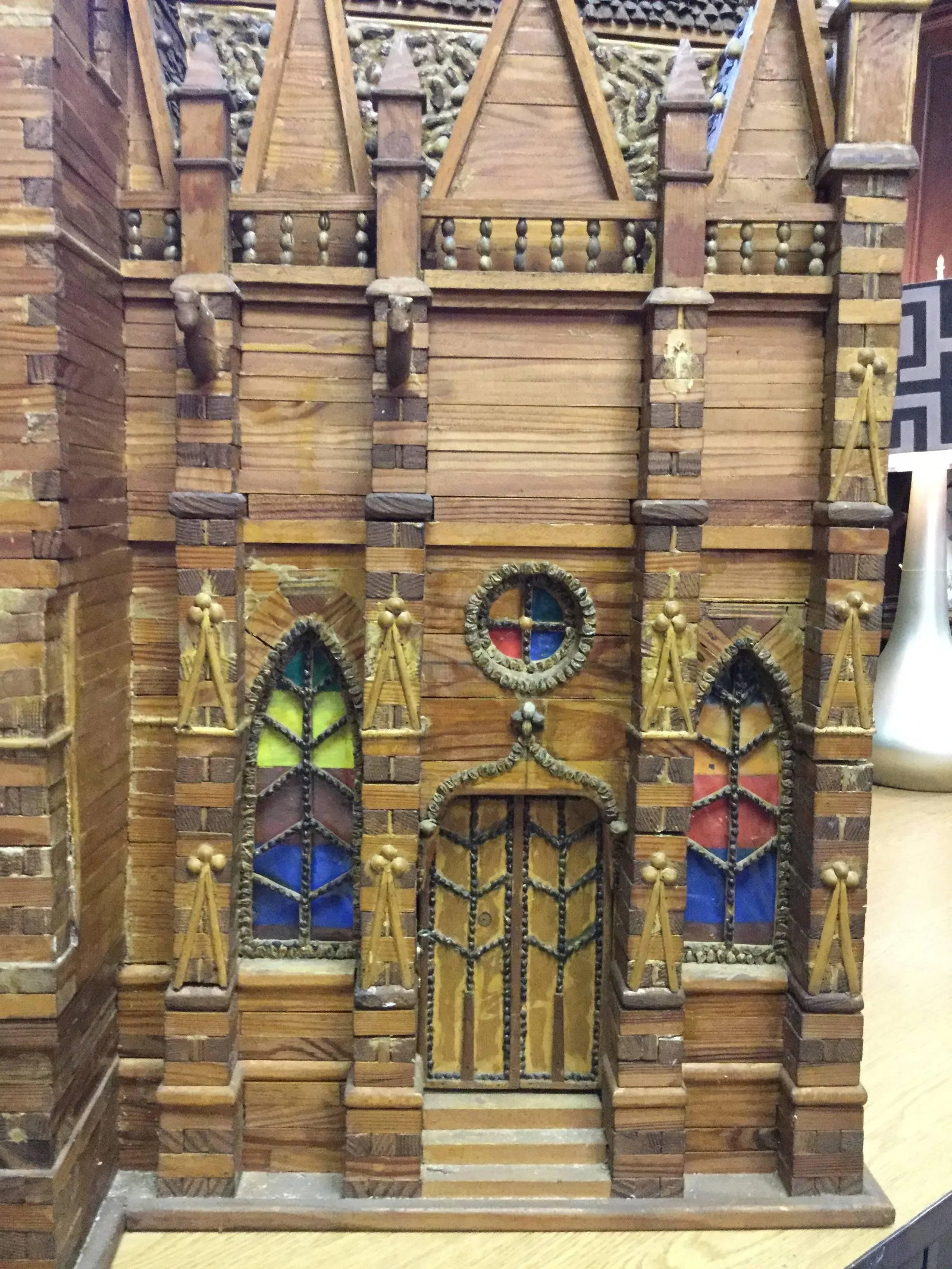 French Folk Art Miniature Cathedral Sculpture Model - 7