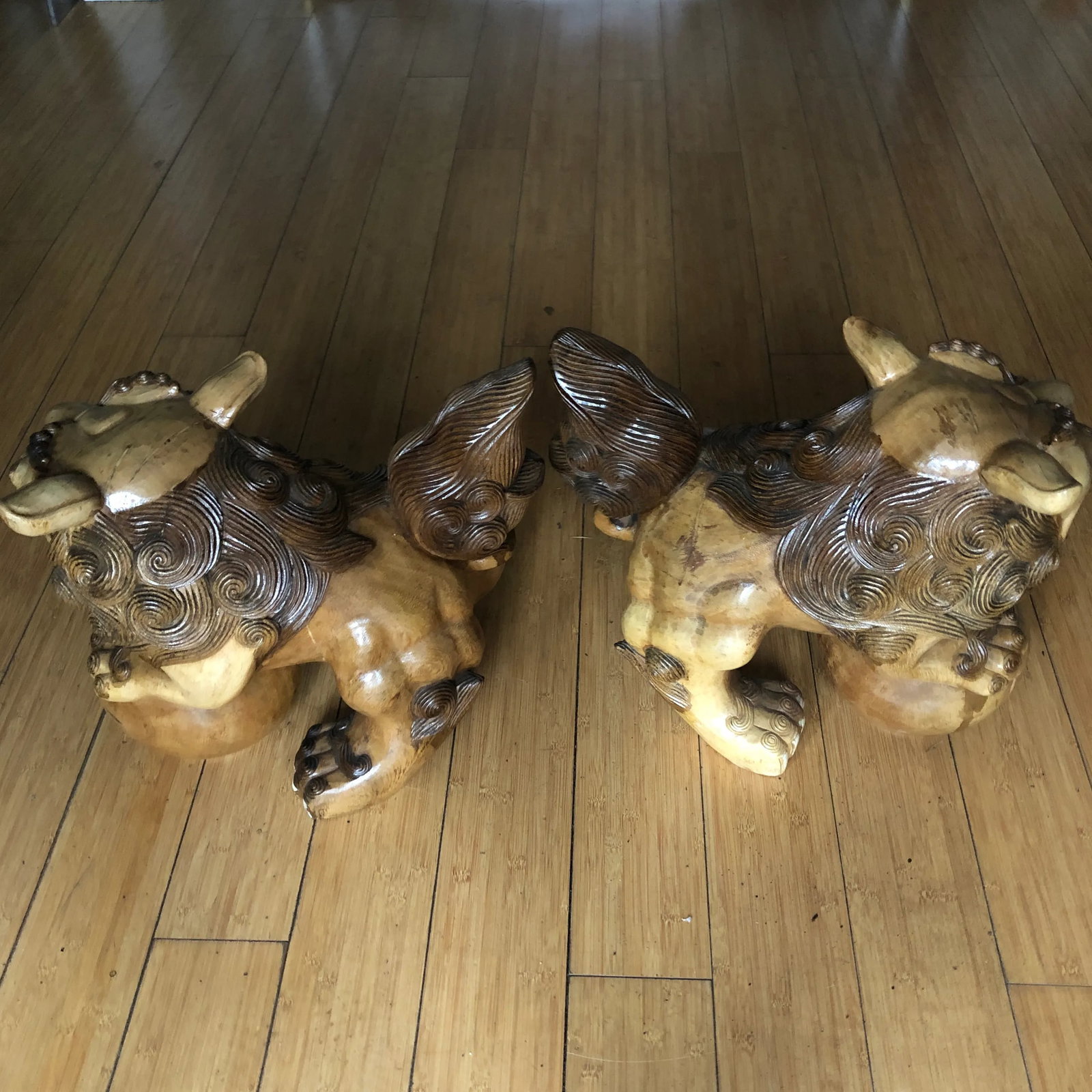 1960s Hand Carved Foo Dog Figurines - 12