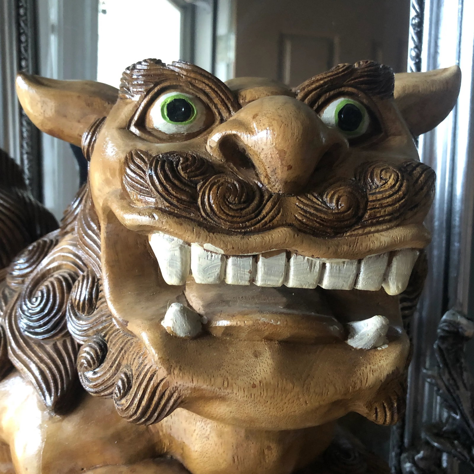 1960s Hand Carved Foo Dog Figurines - 2