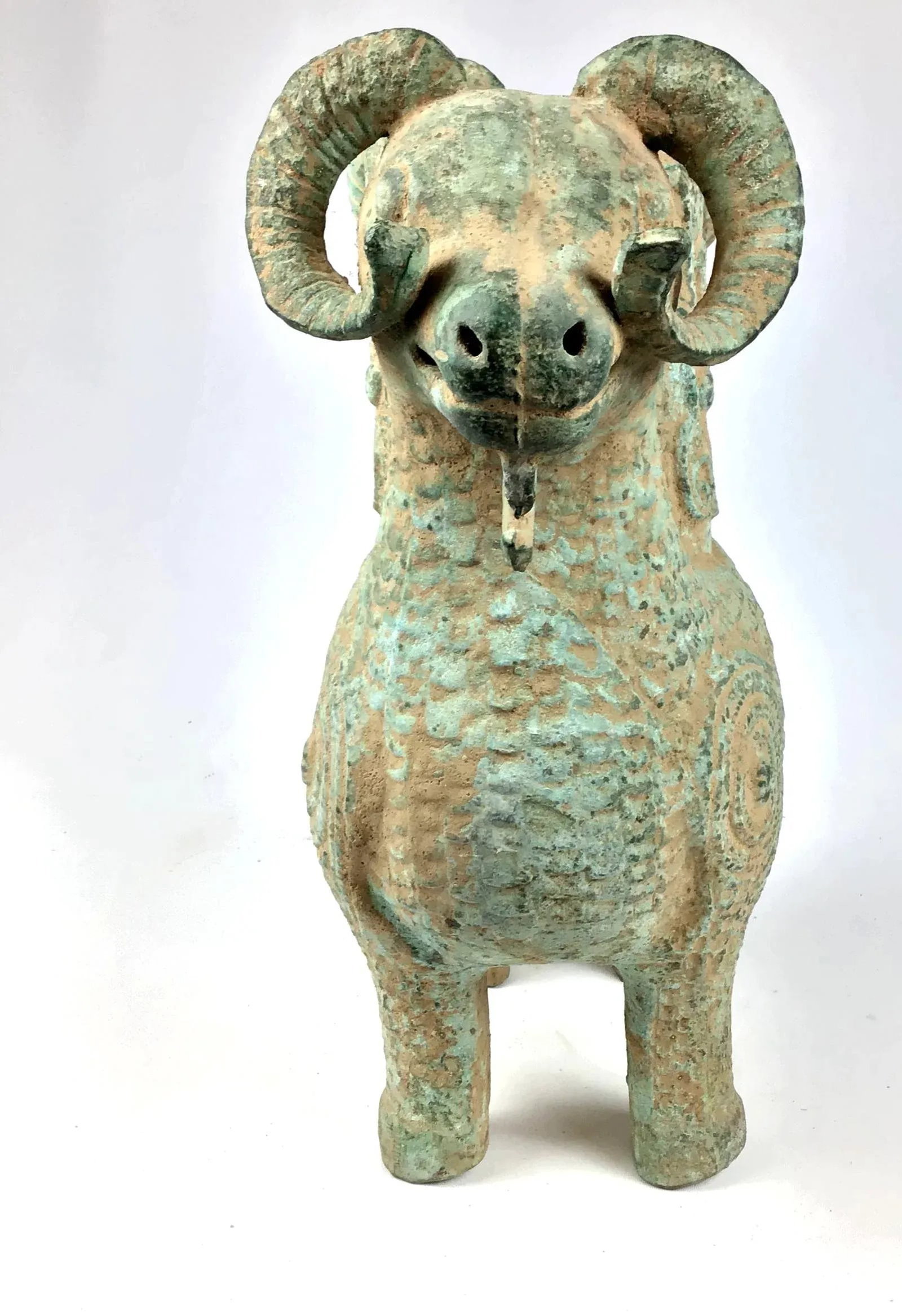 1920s Chinese Bronze Two Headed Ram Flower Pot/Candle Holder - 6