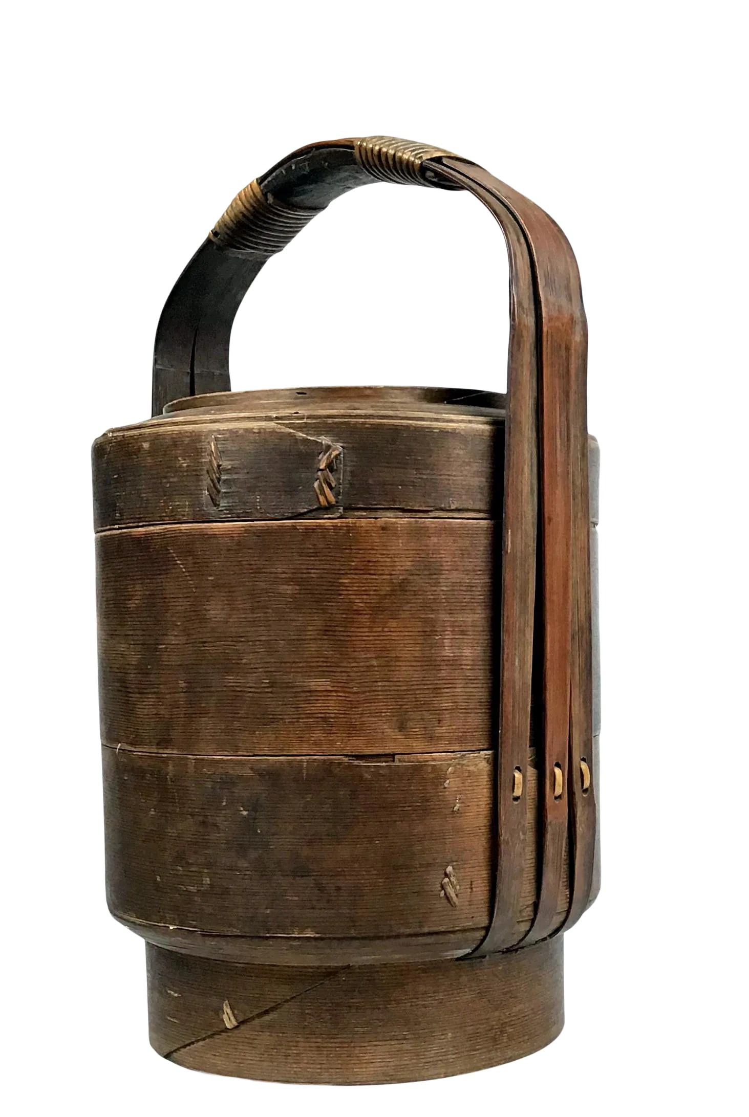 1900s Chinese Wood and Reed Wedding Basket: Beautiful three tier basket for storing and hiding things out of site. Very roomy inside each compartment. The lids also fit perfectly. We love the big handle and the large size. Chinese wedding
