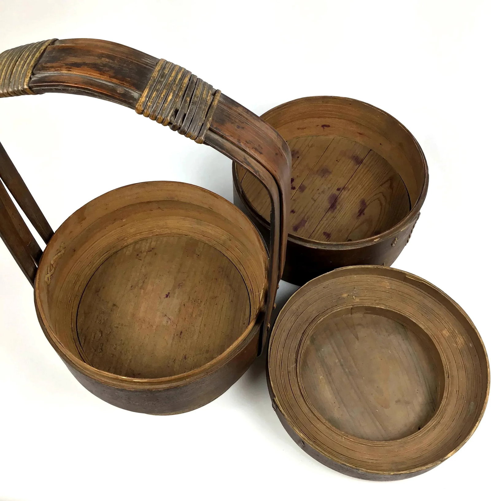 1900s Chinese Wood and Reed Wedding Basket - 8