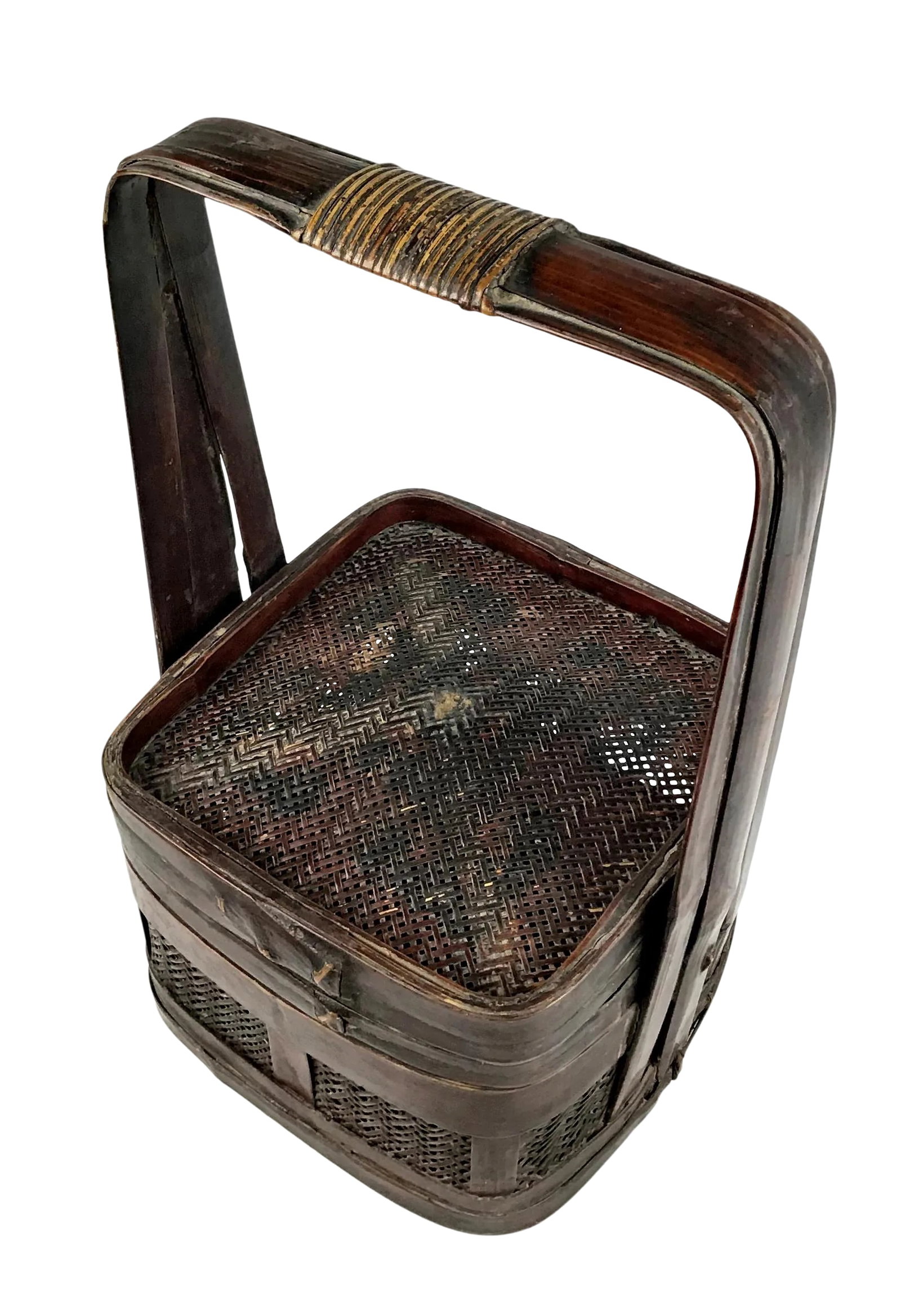 19th Century Chinese Wedding Basket: Absolutely beautiful colors make this perfect wedding basket a gift indeed. The lid fits perfectly and only one side has some damage from decades of use. A stunning piece which will blend perfectly wi