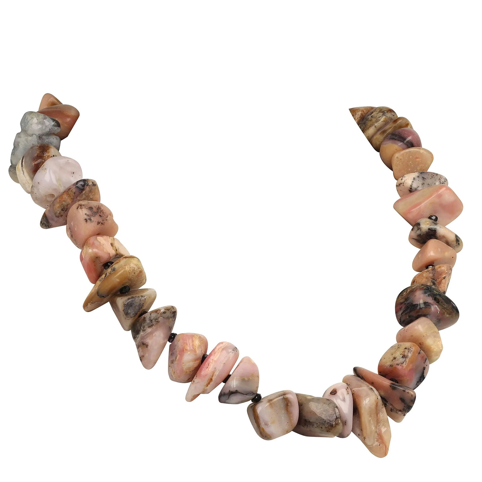 AJD Necklace of Highly Polished Pink Peruvian Opal Nuggets and Black Spinel - 4