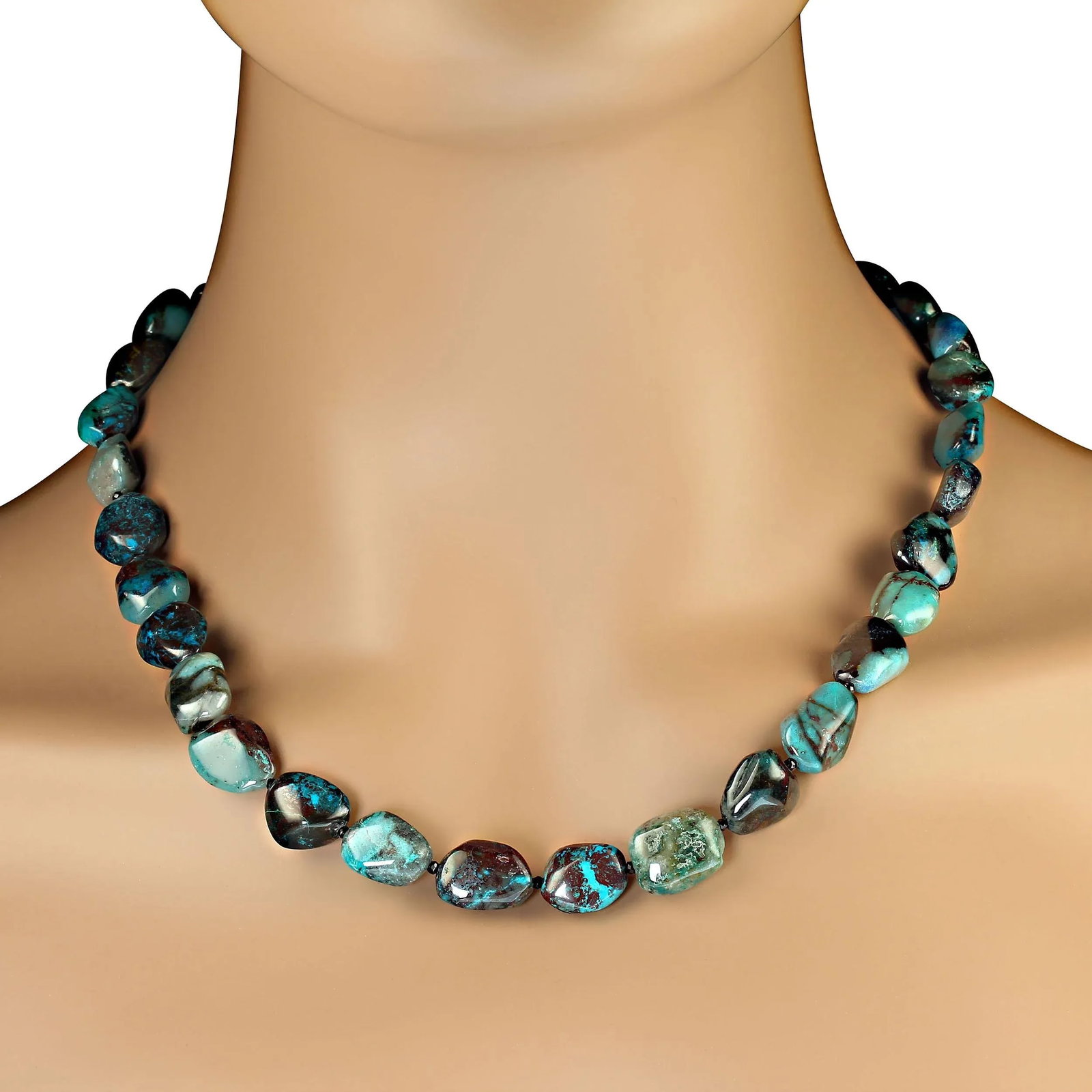 Ajd 20 Inch African Azurite Freeform Nuggets With Sterling Silver - 2