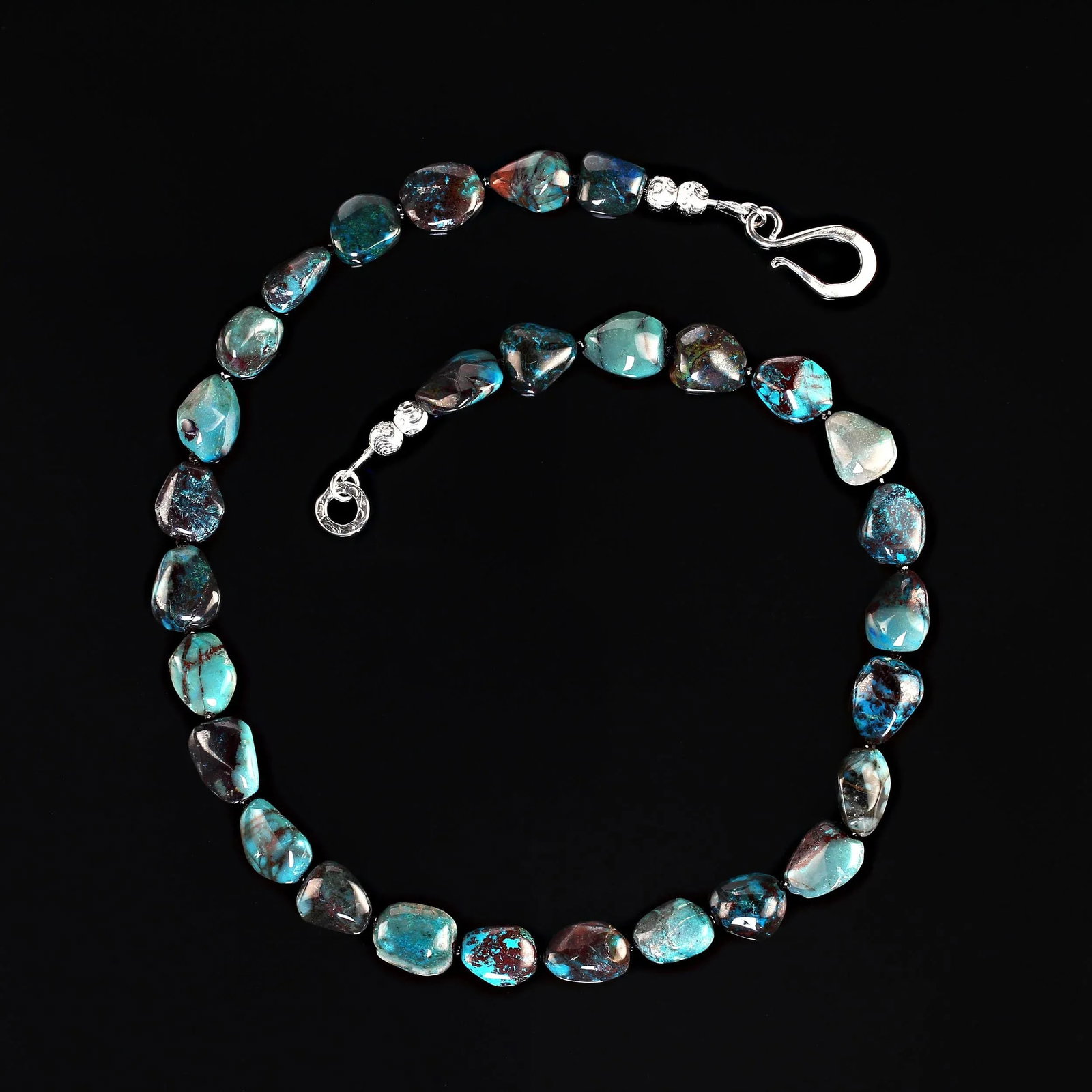 Ajd 20 Inch African Azurite Freeform Nuggets With Sterling Silver - 3