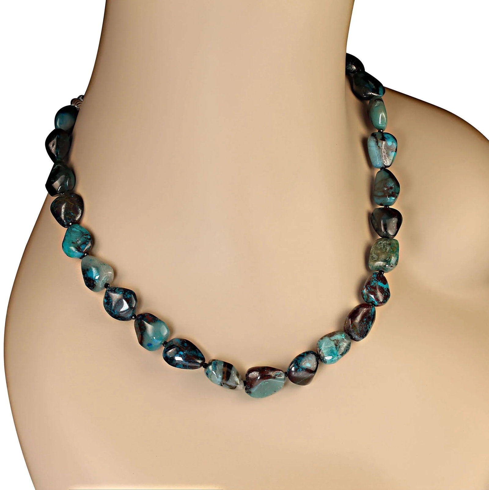 Ajd 20 Inch African Azurite Freeform Nuggets With Sterling Silver - 4