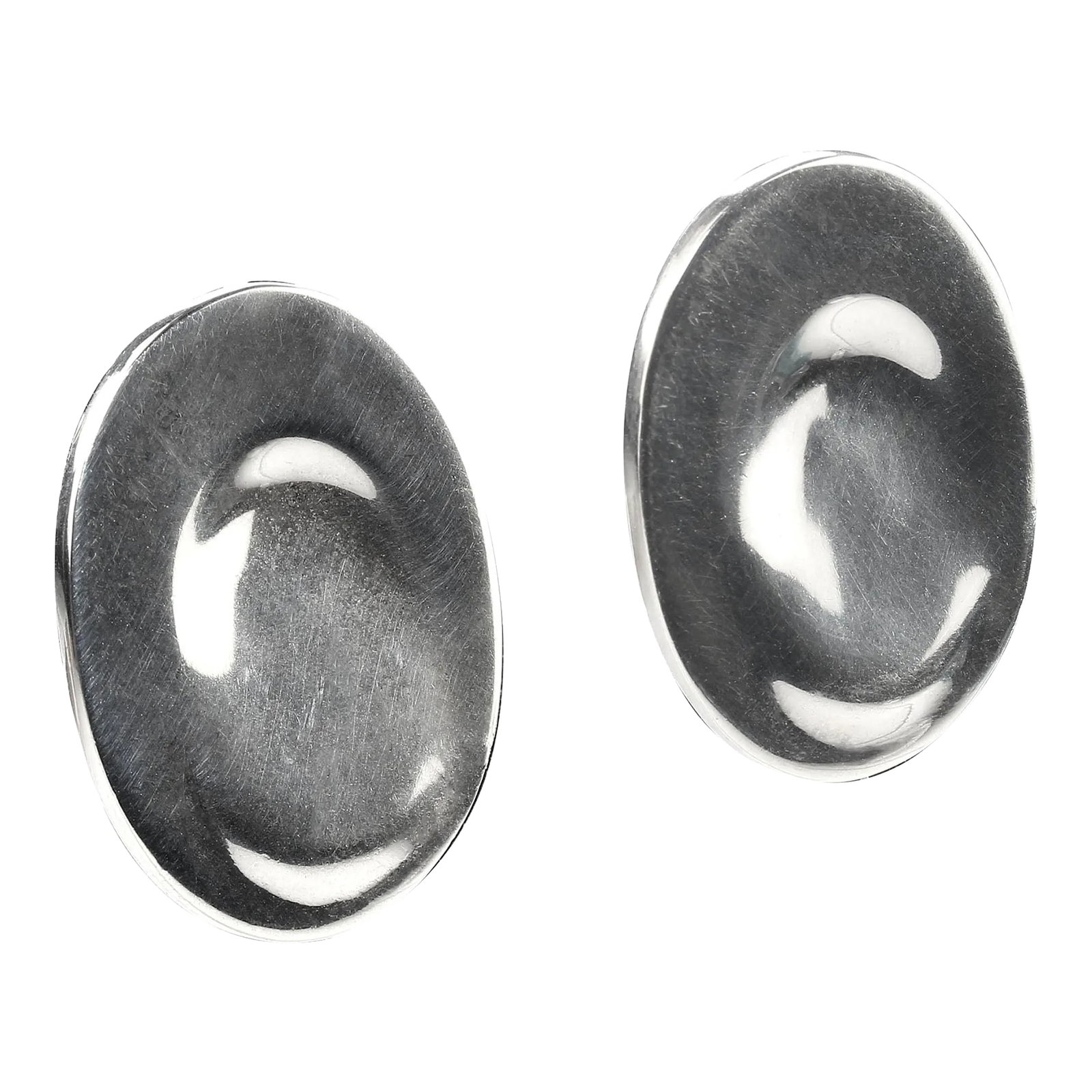 1990s Elegant Sterling Silver Oval Earrings - Set of 2: This is part of Chairish's Costume Jewelry assortment. Elegant Sterling Silver Oval Earrings - Timeless Beauty and Craftsmanship These stunning sterling silver oval earrings are a true testament to