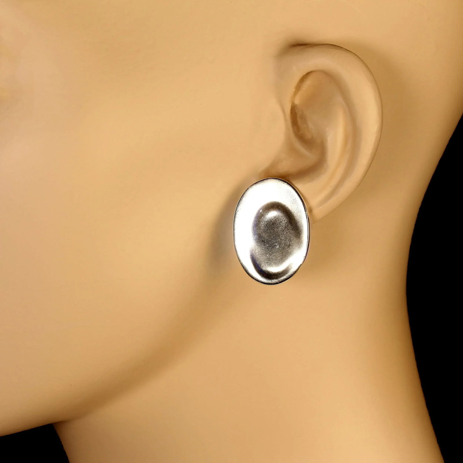 1990s Elegant Sterling Silver Oval Earrings - Set of 2 - 2