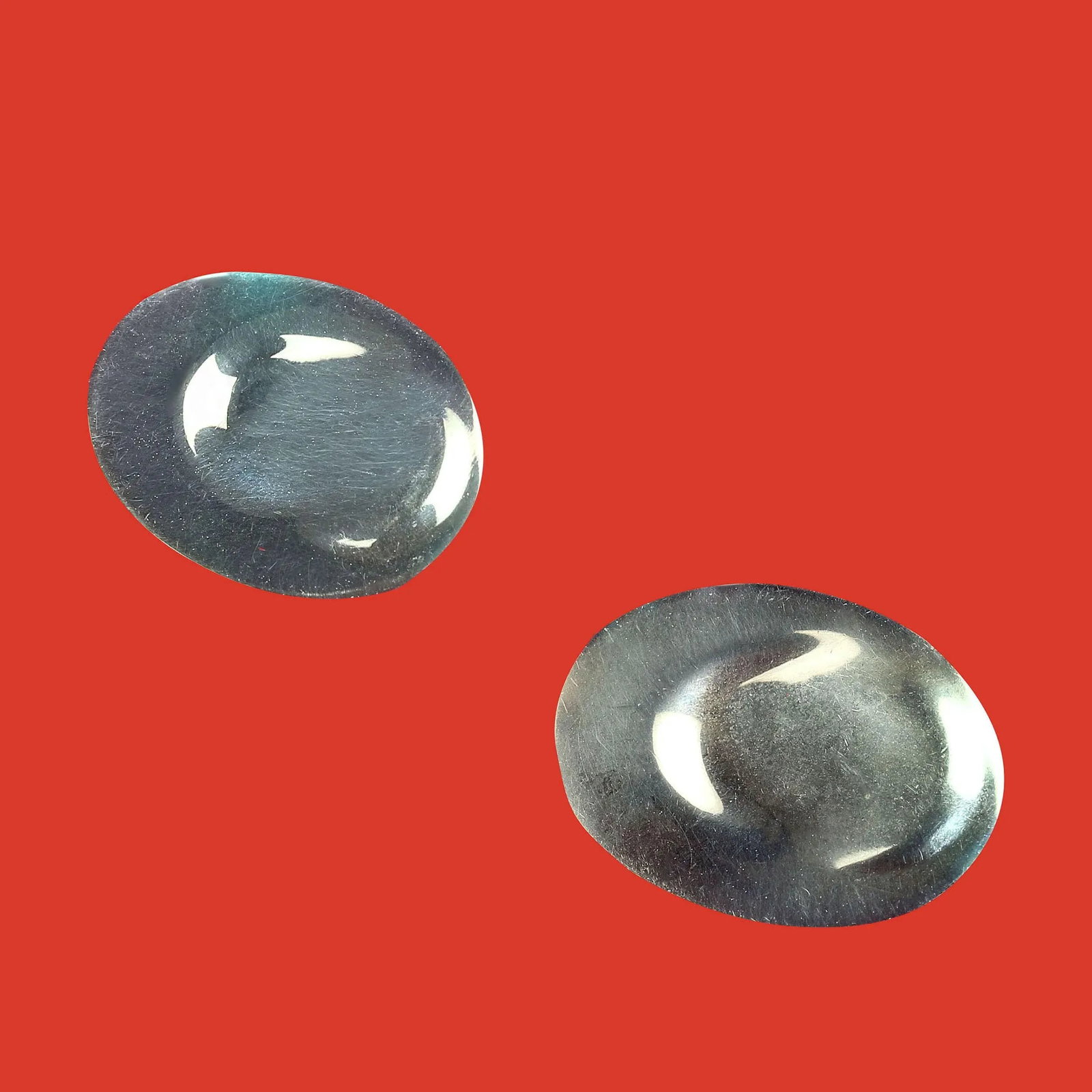 1990s Elegant Sterling Silver Oval Earrings - Set of 2 - 3