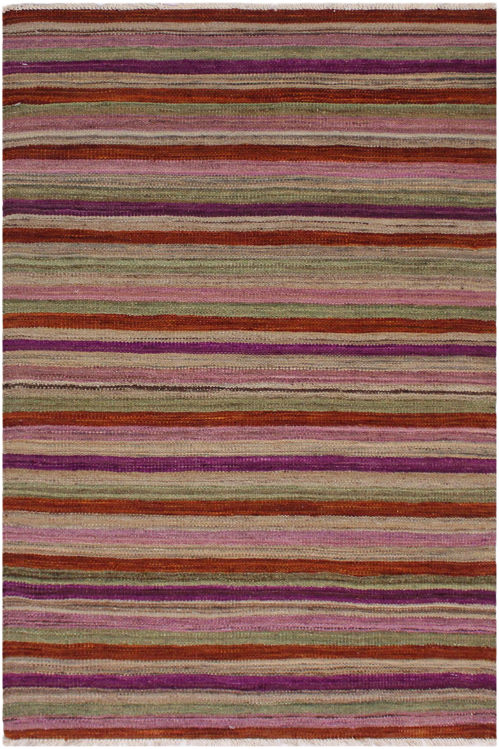 1990s Boho Chic Hand-Woven Kilim Wool Rug - 2'10'' * 3'11'': "Add a touch of elegance to your home with this casual chic hand woven Tribal Kilim wool rug. Constructed on a loom by Nomad Turkman people with hand spun wool and 100% Natural Vegetable dyes these