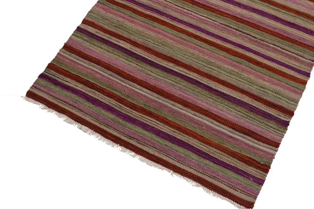 1990s Boho Chic Hand-Woven Kilim Wool Rug - 2'10'' * 3'11'' - 2