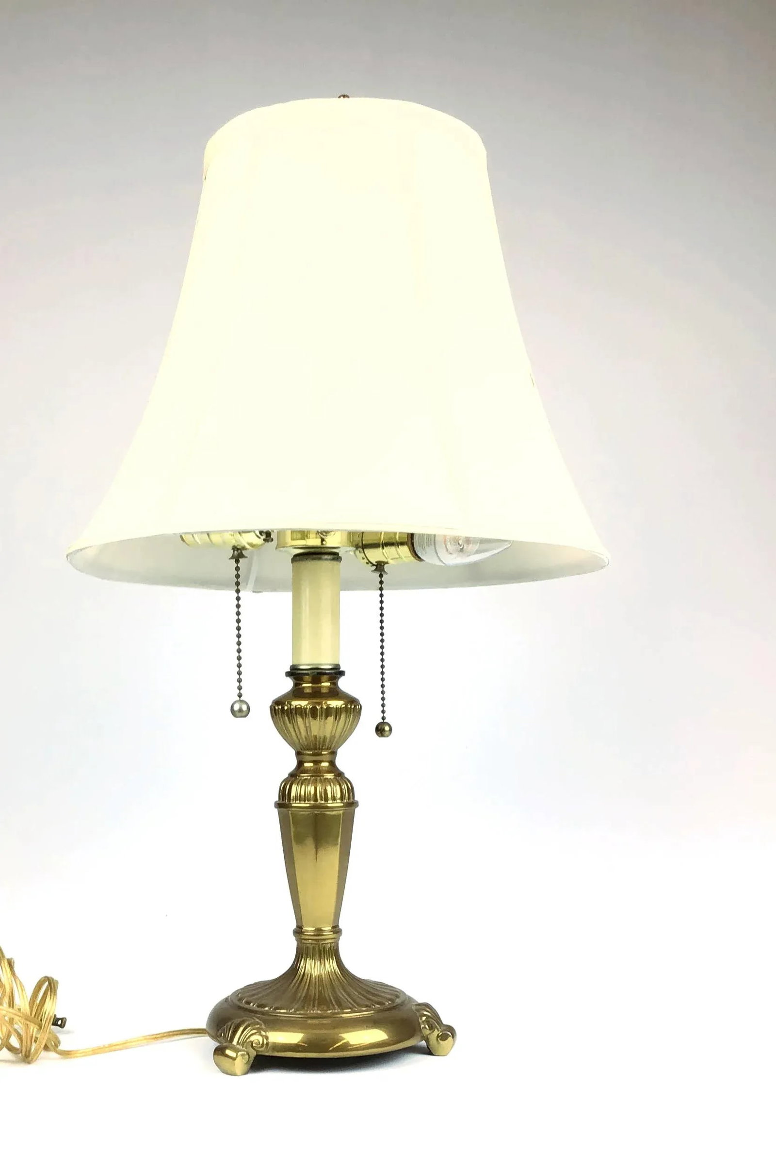 1980s Brass Table Lamp With Shade - 4