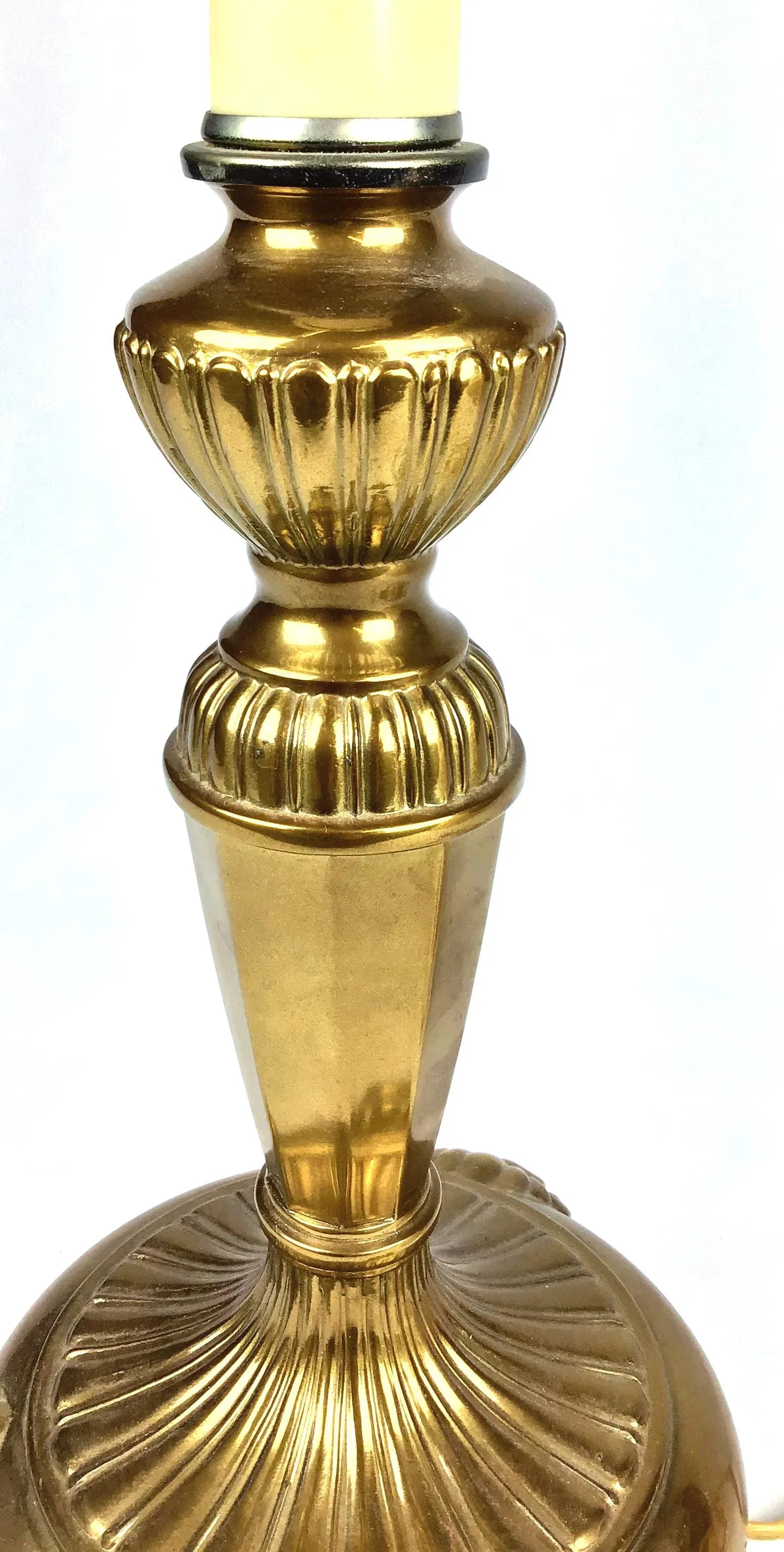 1980s Brass Table Lamp With Shade - 7