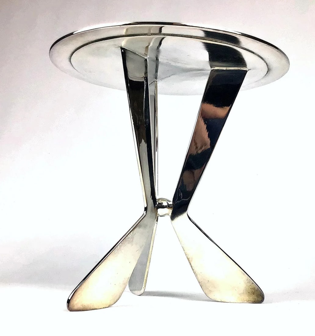 1980s Silver Plated Modern Heavy Pedestal Stand - 3