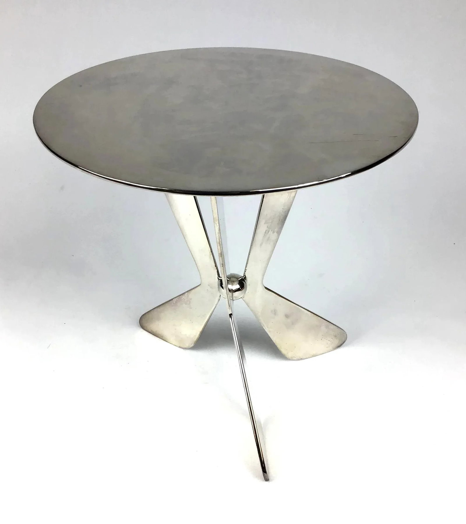 1980s Silver Plated Modern Heavy Pedestal Stand - 4