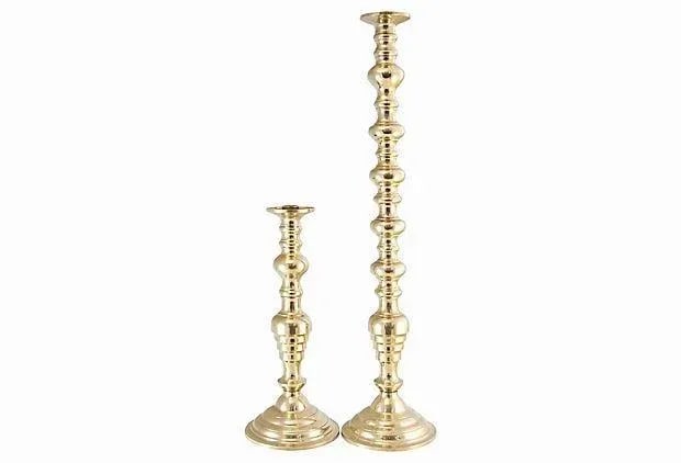19" Convertible Brass Candlesticks - a Pair - 4