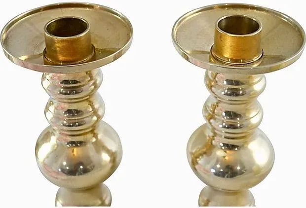 19" Convertible Brass Candlesticks - a Pair - 7