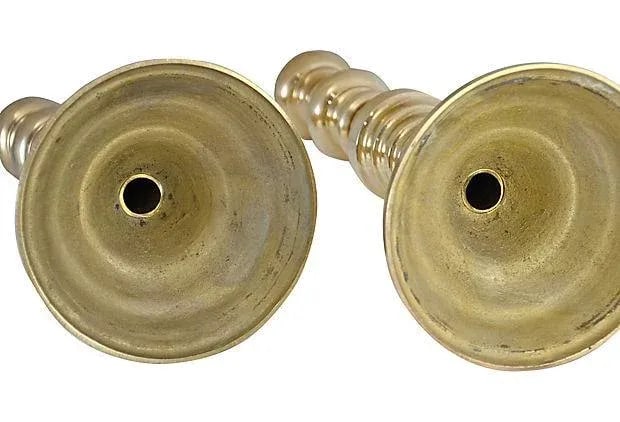 19" Convertible Brass Candlesticks - a Pair - 8