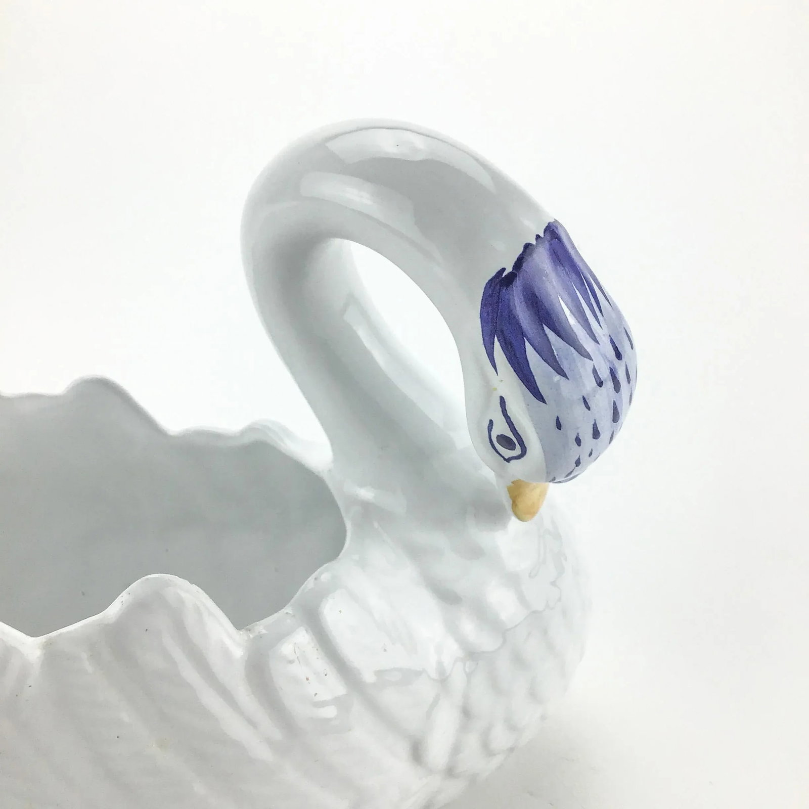 Large Vintage Ceramic Swan Planter - 7