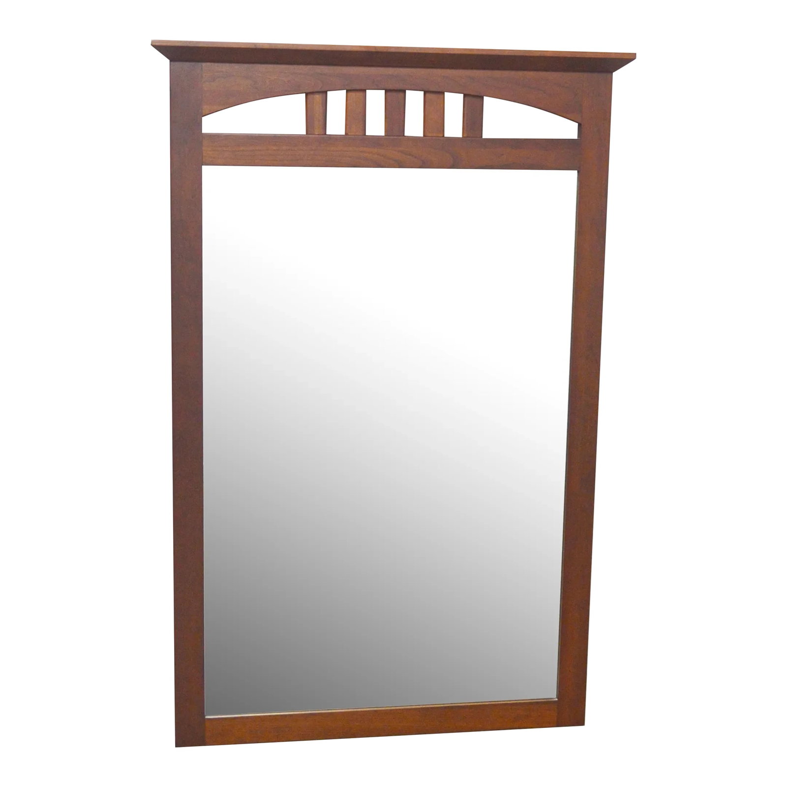 Ethan Allen Wall Hanging Mirror: Wall Mirror by Ethan Allen. Store item #404. It features cherry wood and beveled glass. Condition: Alterations: Original Condition Unaltered Imperfections: Some Imperfections Condition Notes: Excellen