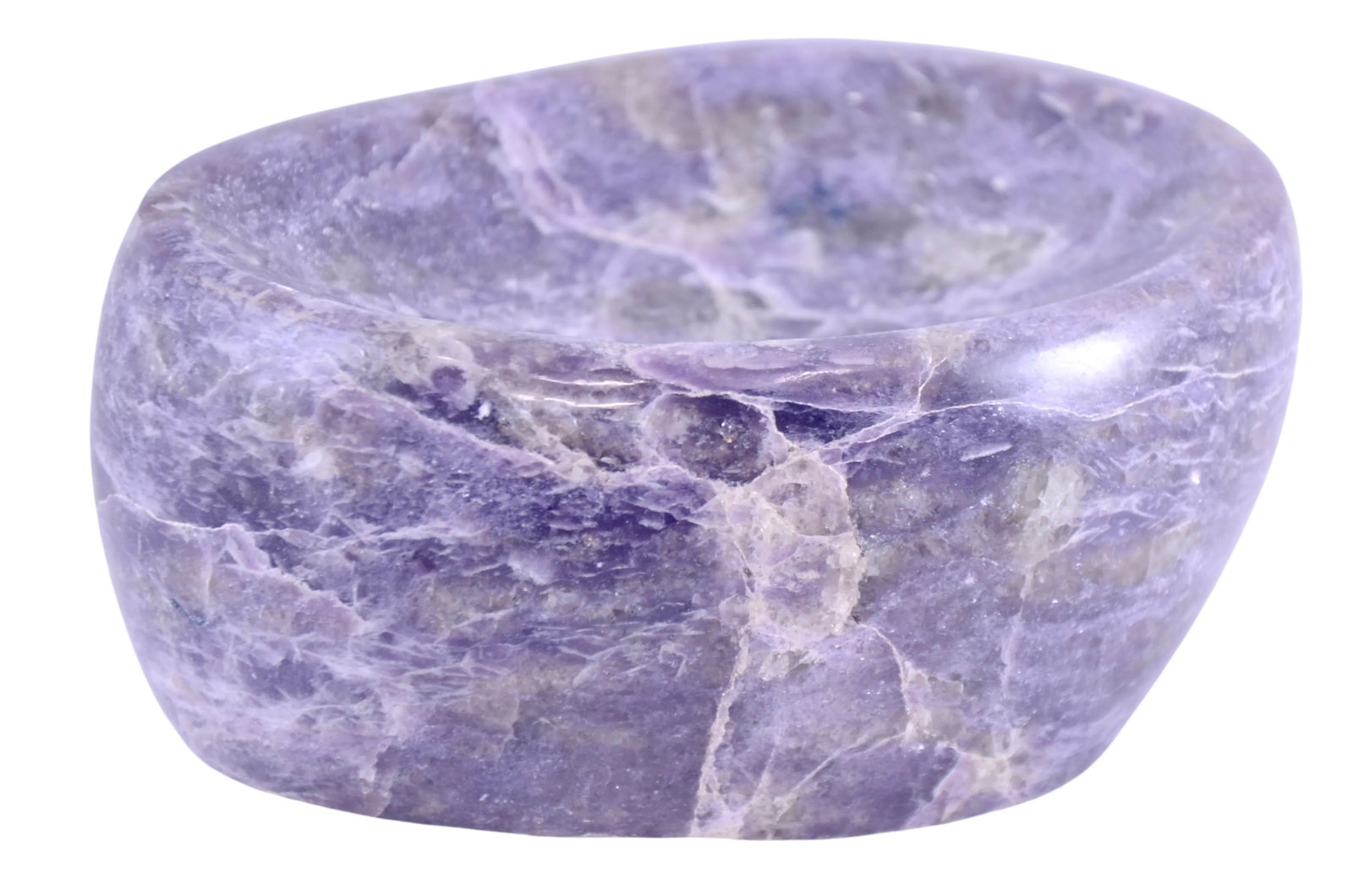 Carved Amethyst Lepidolite Stone Bowl - 2