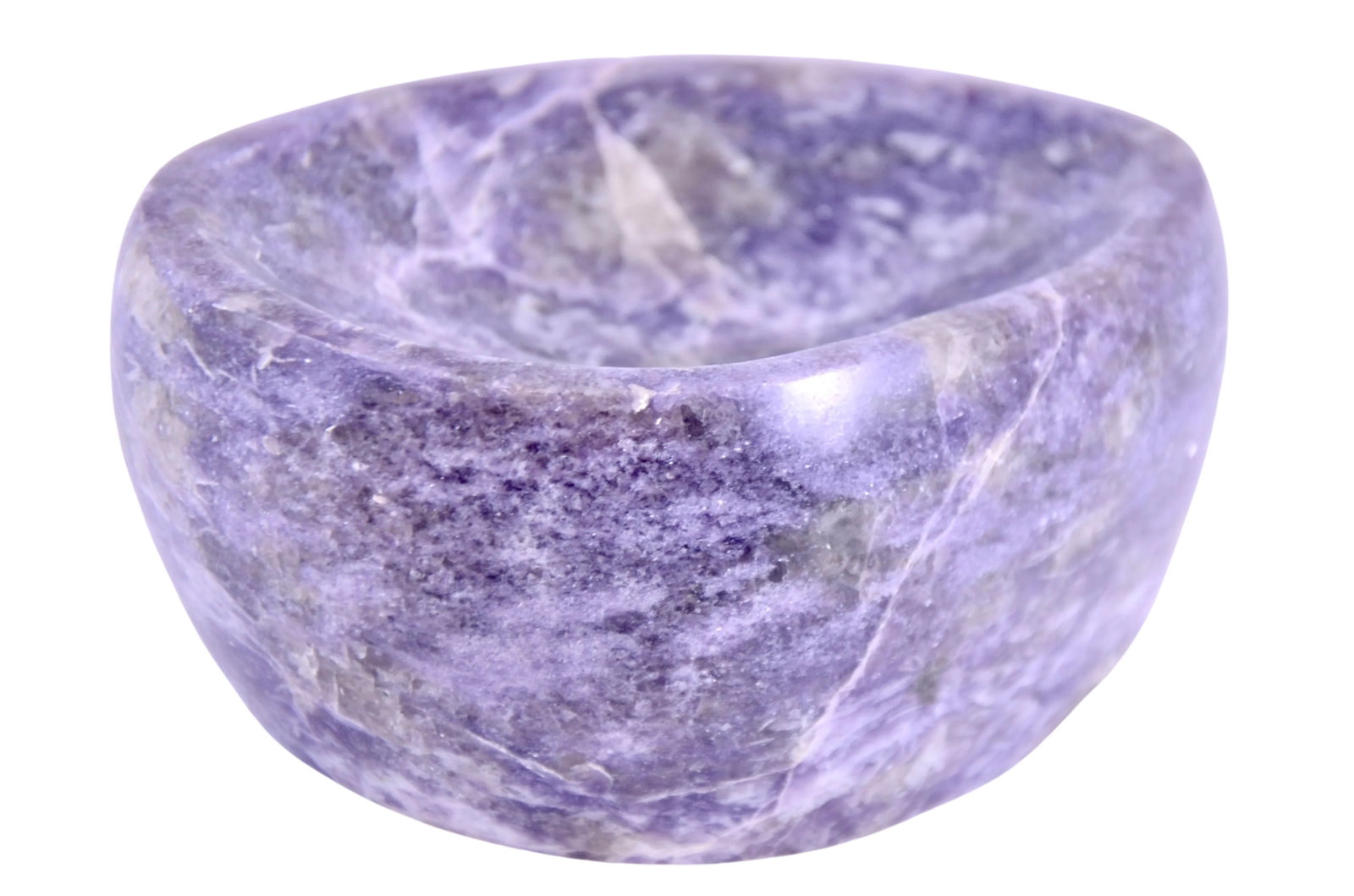 Carved Amethyst Lepidolite Stone Bowl - 3