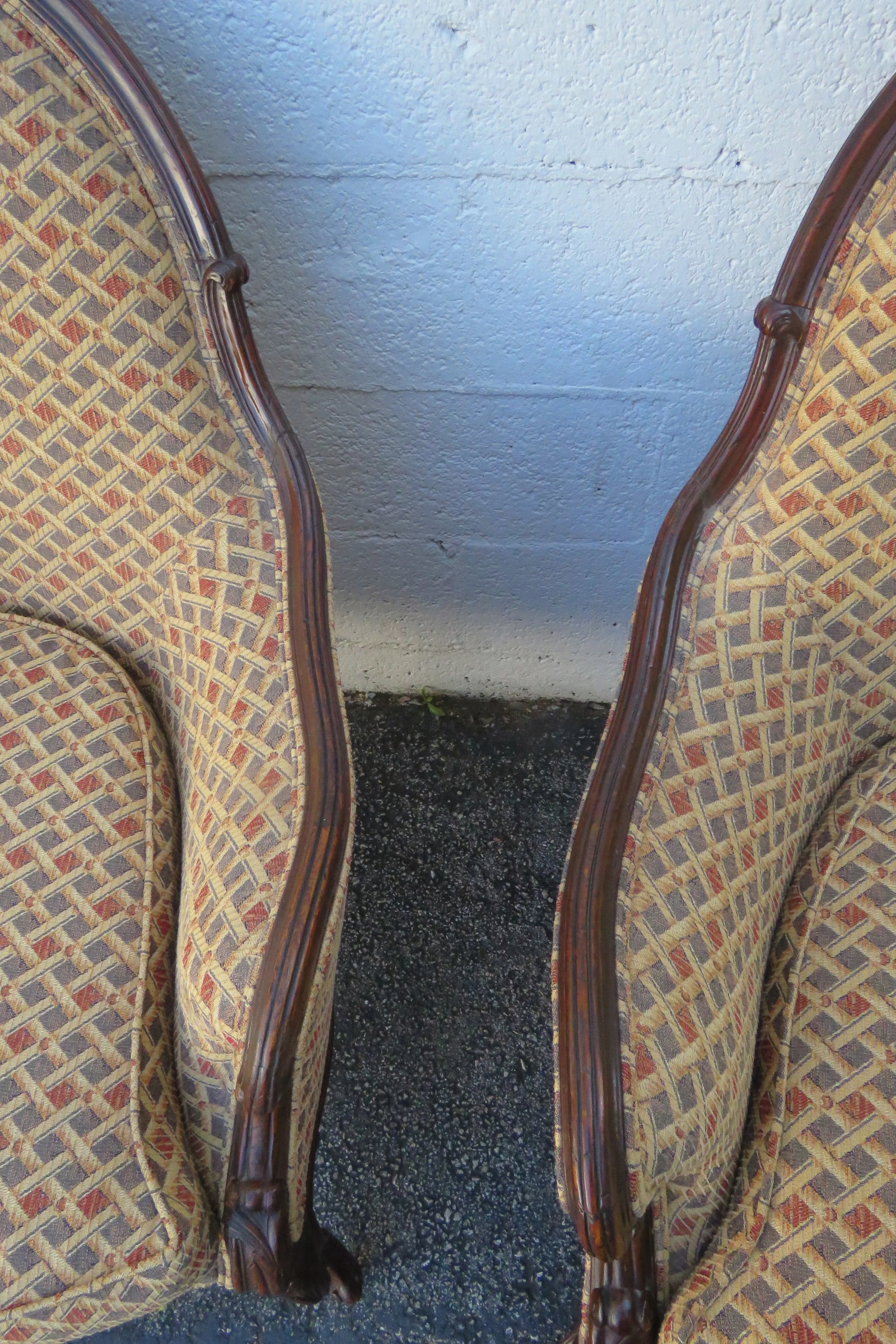 French Early 1900s Hand Carved Side Lounge Accent Fireplace Chairs a Pair - 7