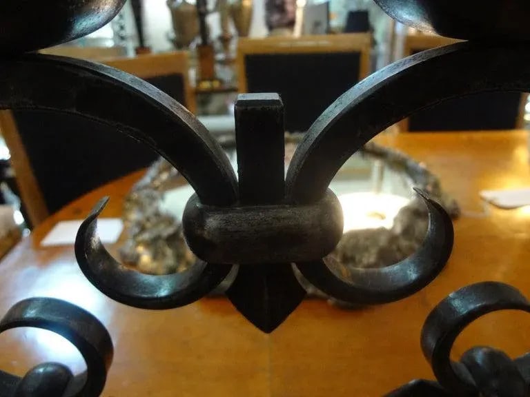 1940s French Art Deco Wrought Iron Candle Holders by Michel Zadounaisky - a Pair - 7