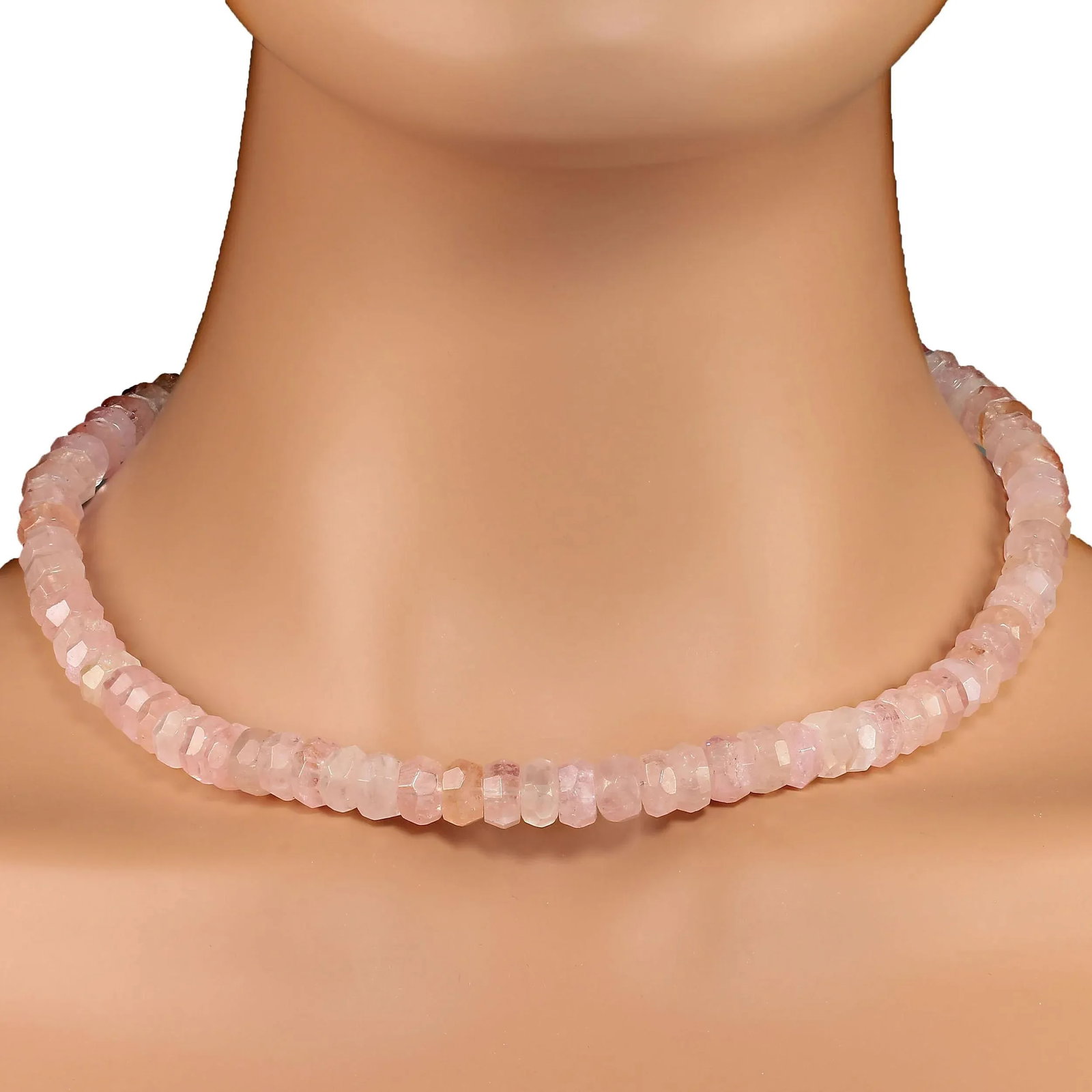 Pinky Morganite Faceted Rondel Necklace - 3