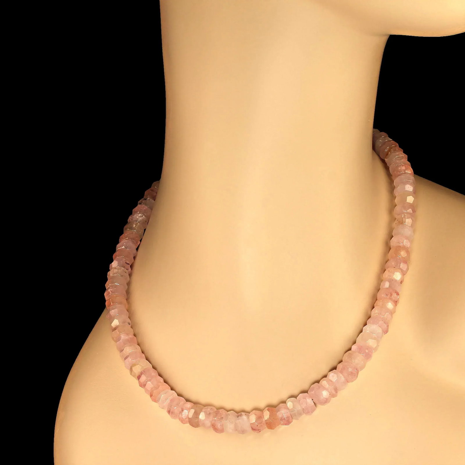 Pinky Morganite Faceted Rondel Necklace - 5