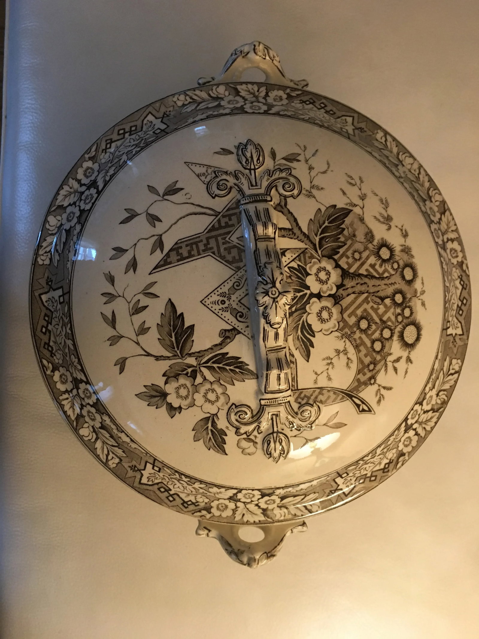 Antique Floral and Scenic Transferware Tureen - 3