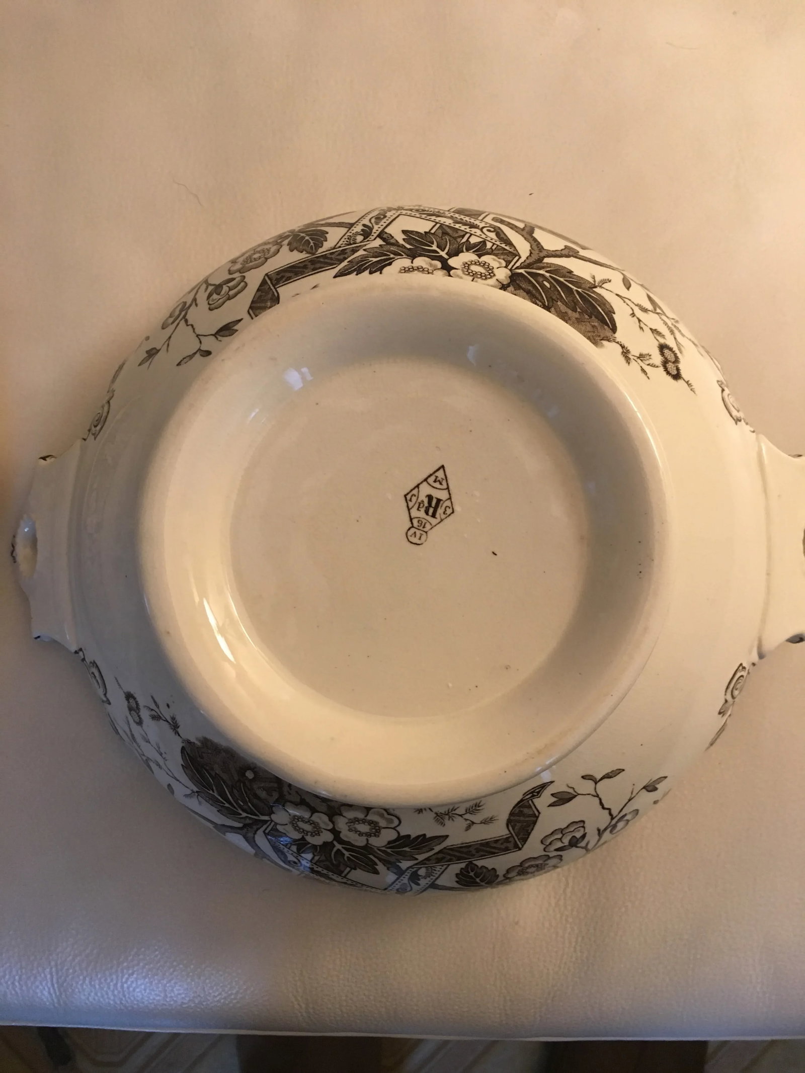 Antique Floral and Scenic Transferware Tureen - 4