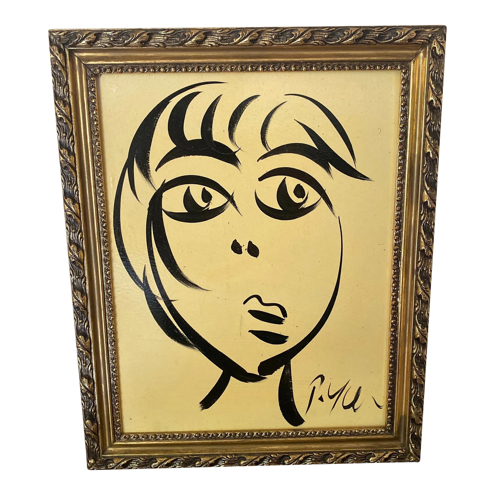 1970s Vintage Abstract Portraiture, Painting by Peter Robert Keil, Framed: Peter Keil is a German artist that focuses primarily on abstract expressionism. Keil painted with some of the greats including Joan Miro, Pablo Picasso and Andy Warhol, to name a few. This is interest