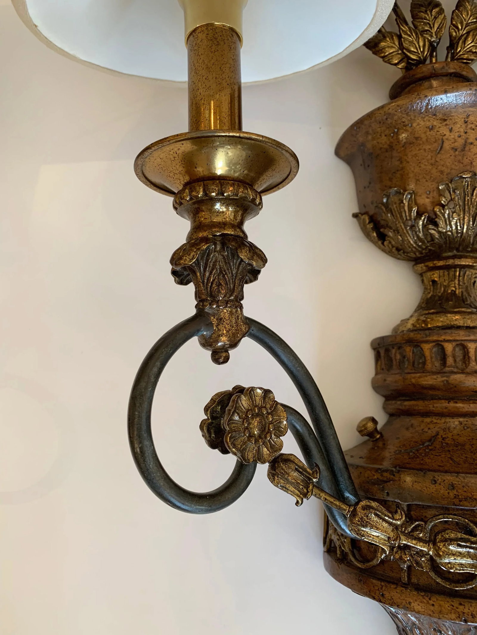 Maitland Smith Floral Motif Brass Sconces - a Pair - 3