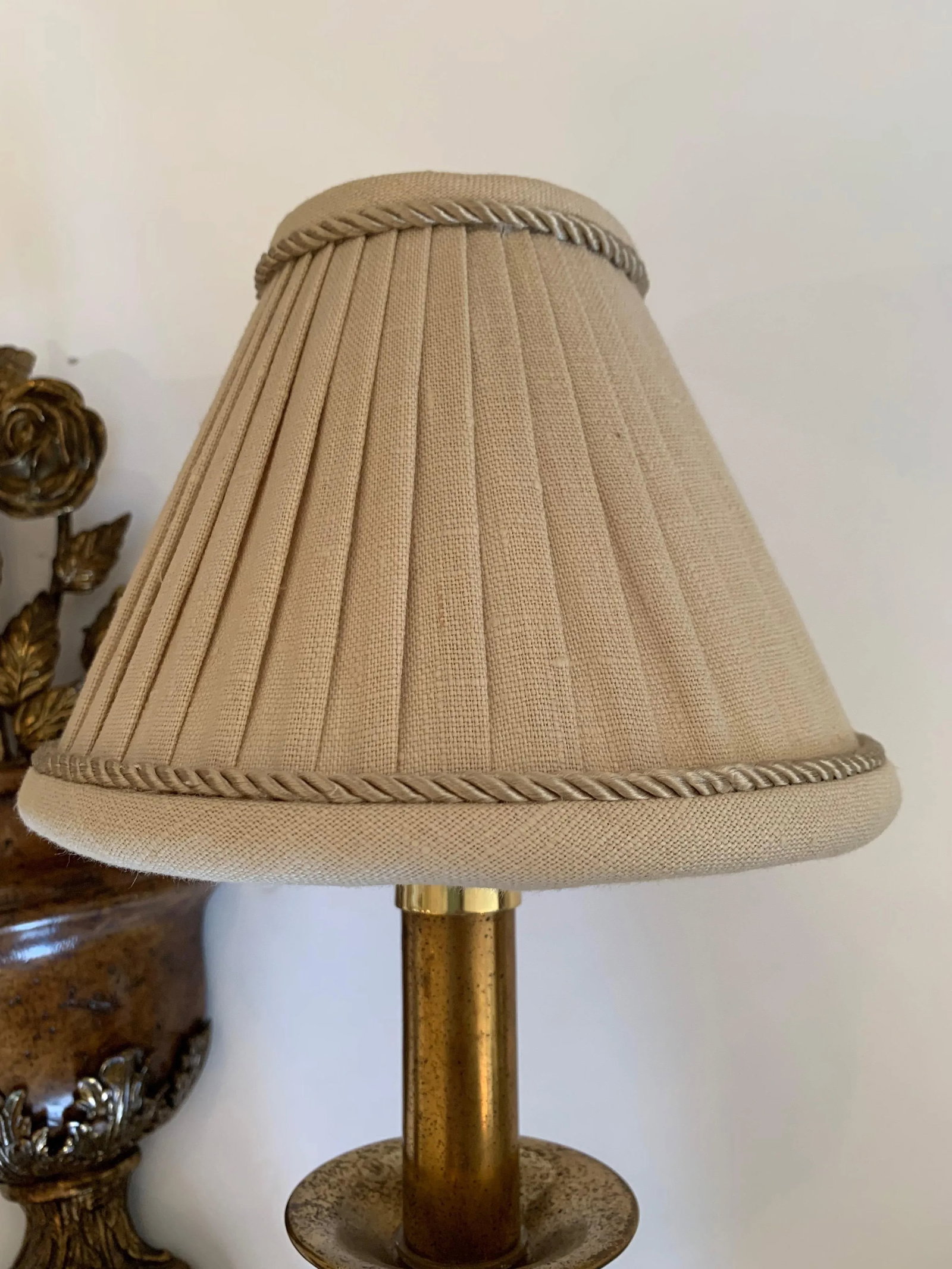 Maitland Smith Floral Motif Brass Sconces - a Pair - 4