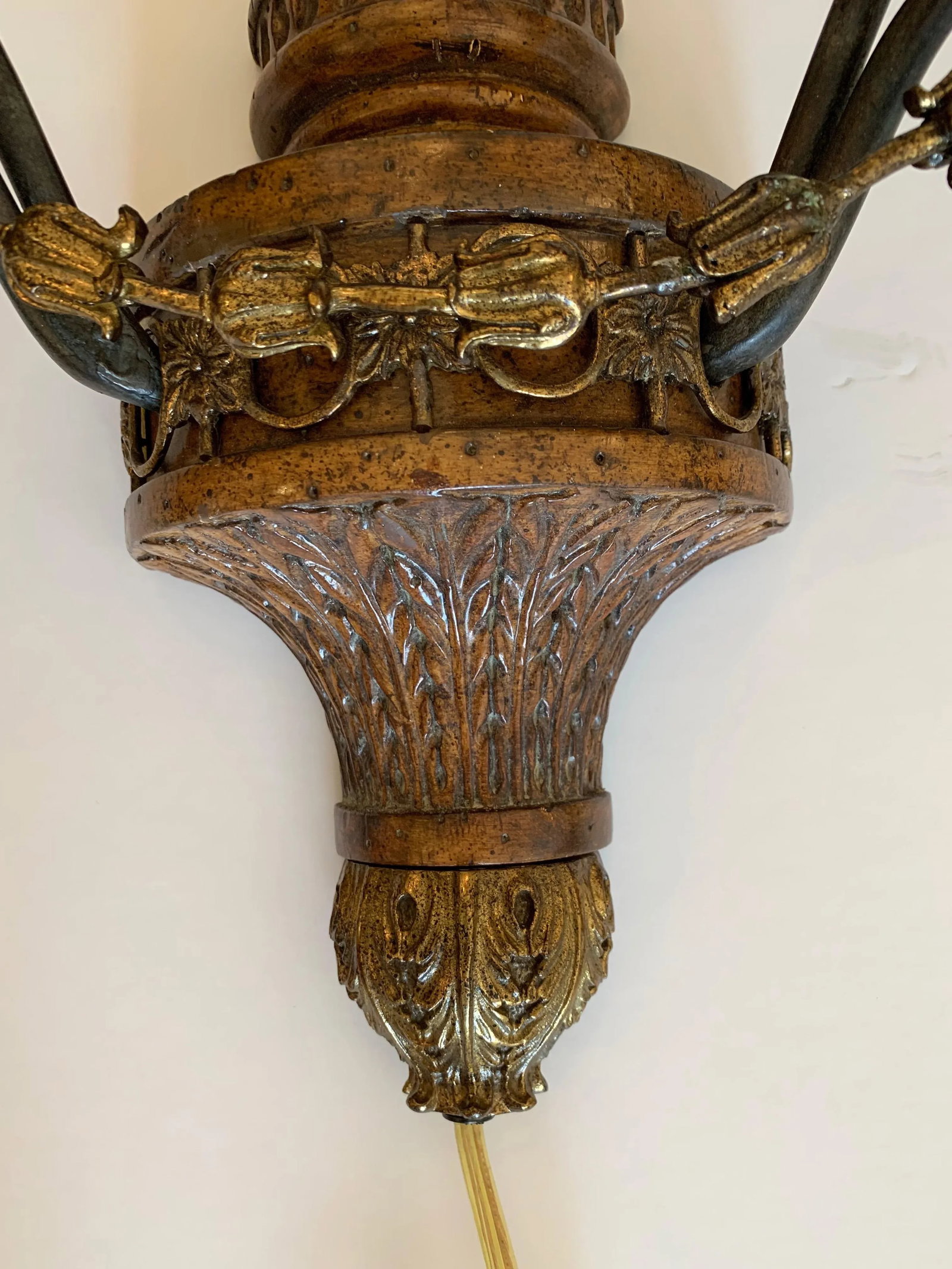 Maitland Smith Floral Motif Brass Sconces - a Pair - 5