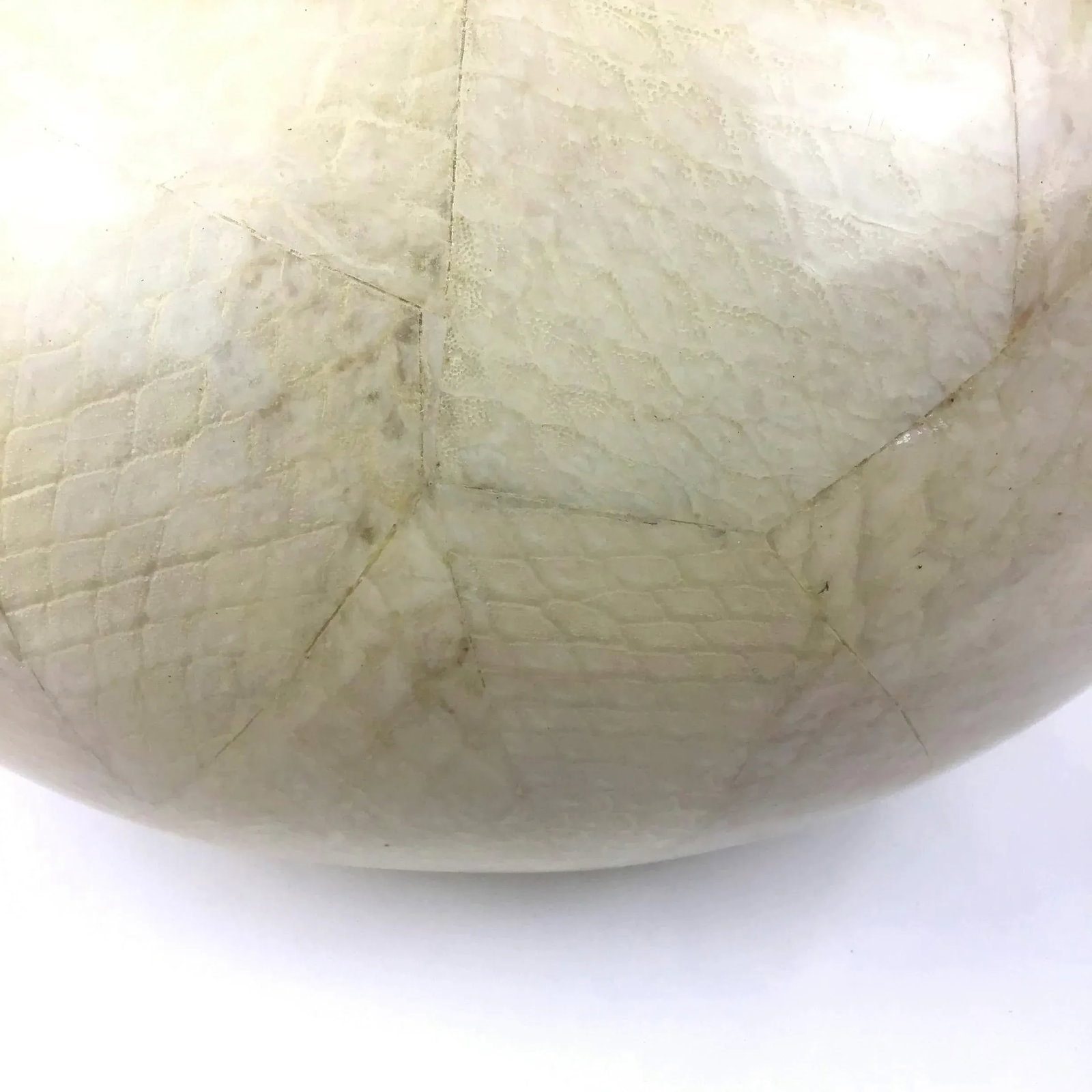 Vintage Maitland Smith Salmon Skin Leather Covered Oval Vase With Epoxy - 8