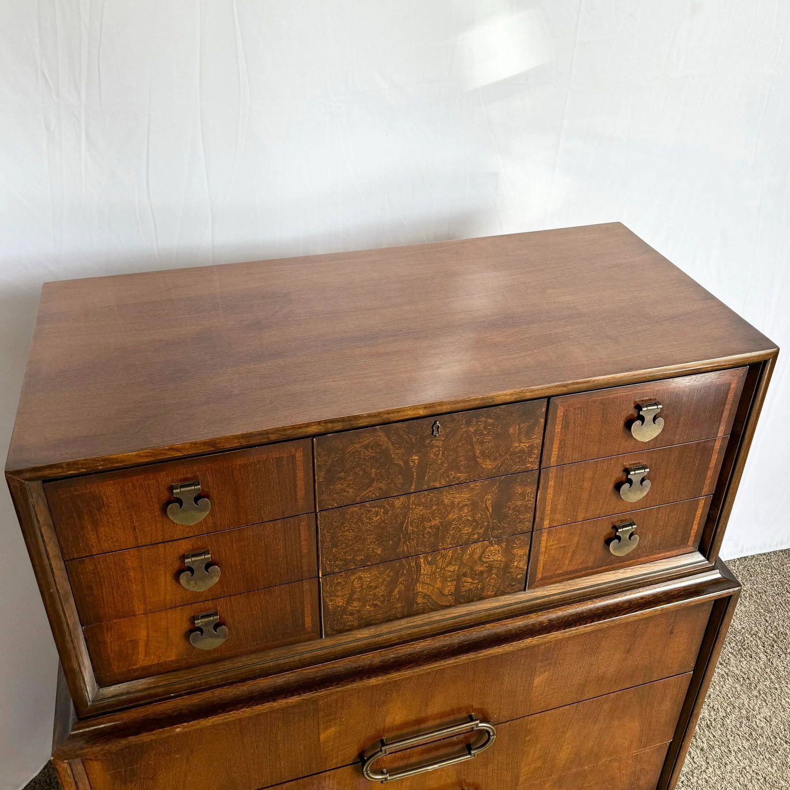 Mid Century Modern Burl Wood Highboy Dresser by Thomasville - 3