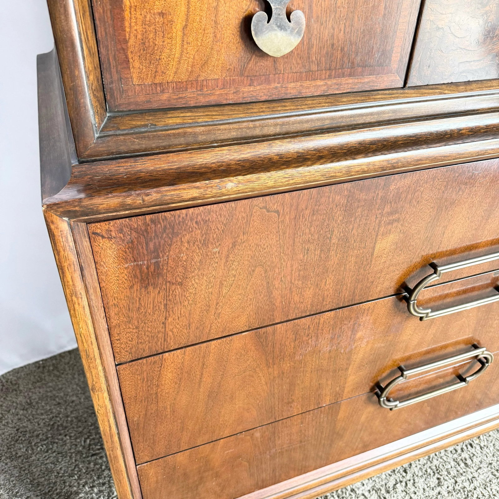 Mid Century Modern Burl Wood Highboy Dresser by Thomasville - 4