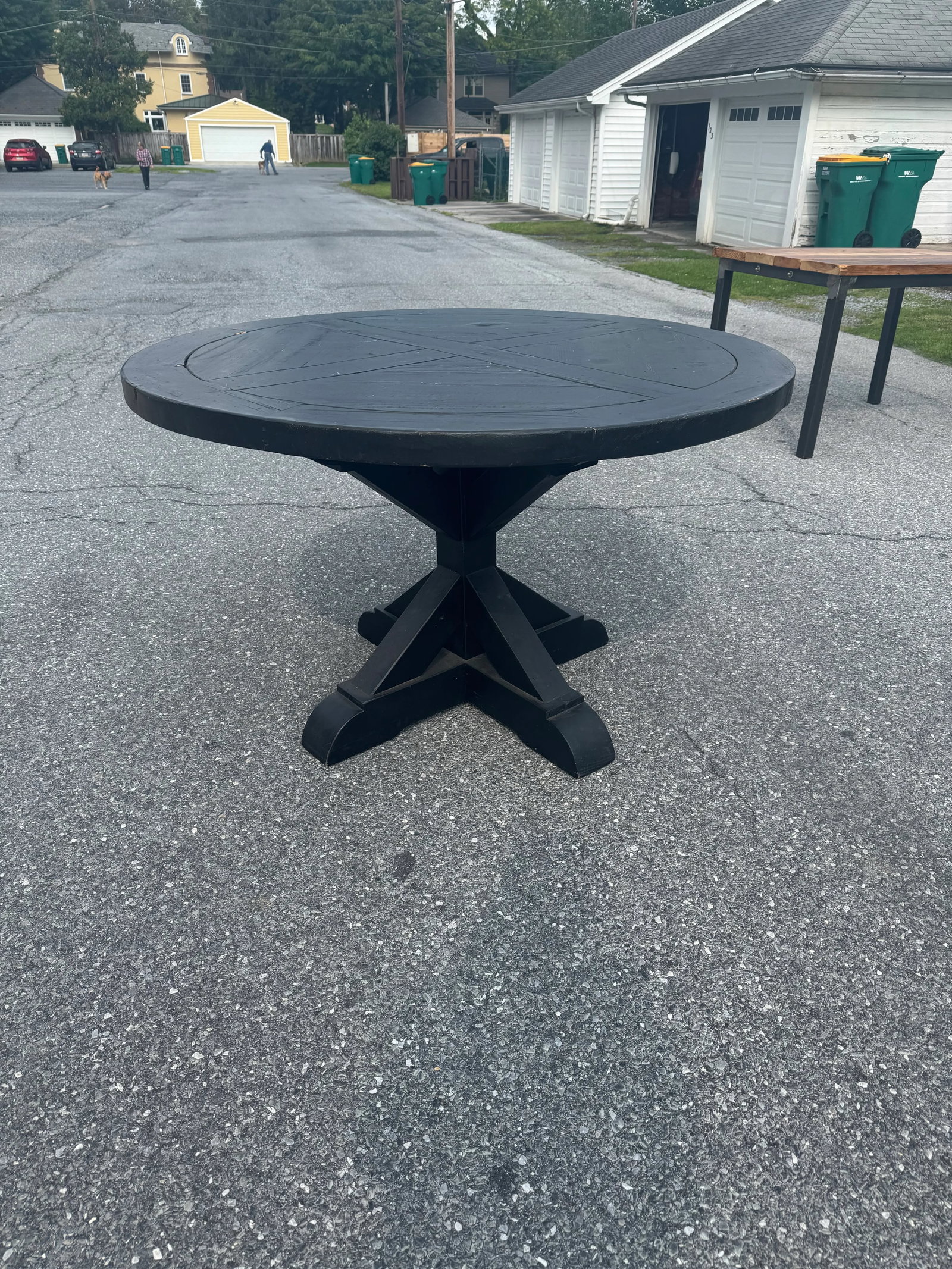 Vintage Solid Oak Round Pedestal Table Restoration Hardware - 2