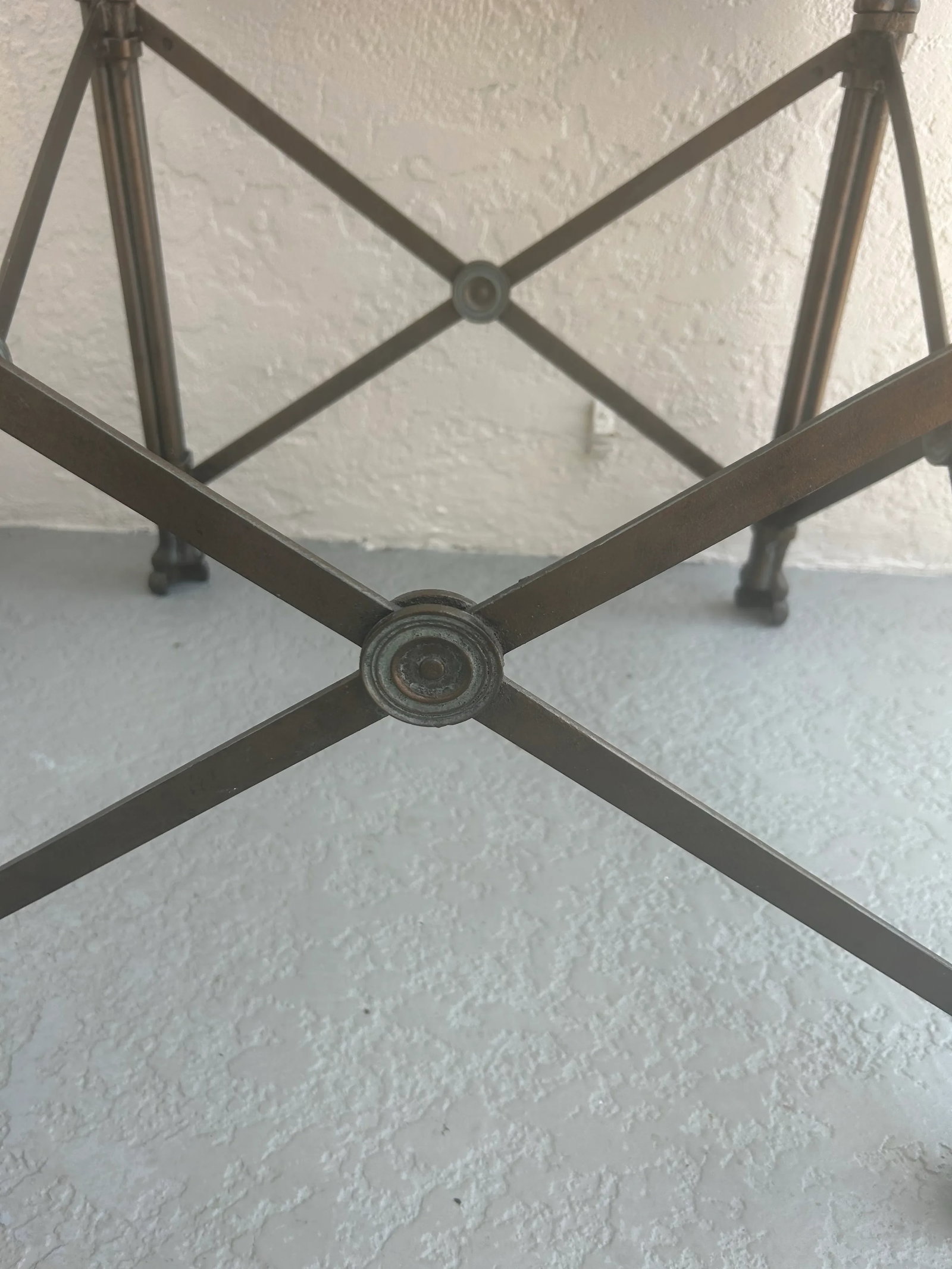 1980s Vintage Maitland-Smith Wrought Iron and Leather Side Table - 3