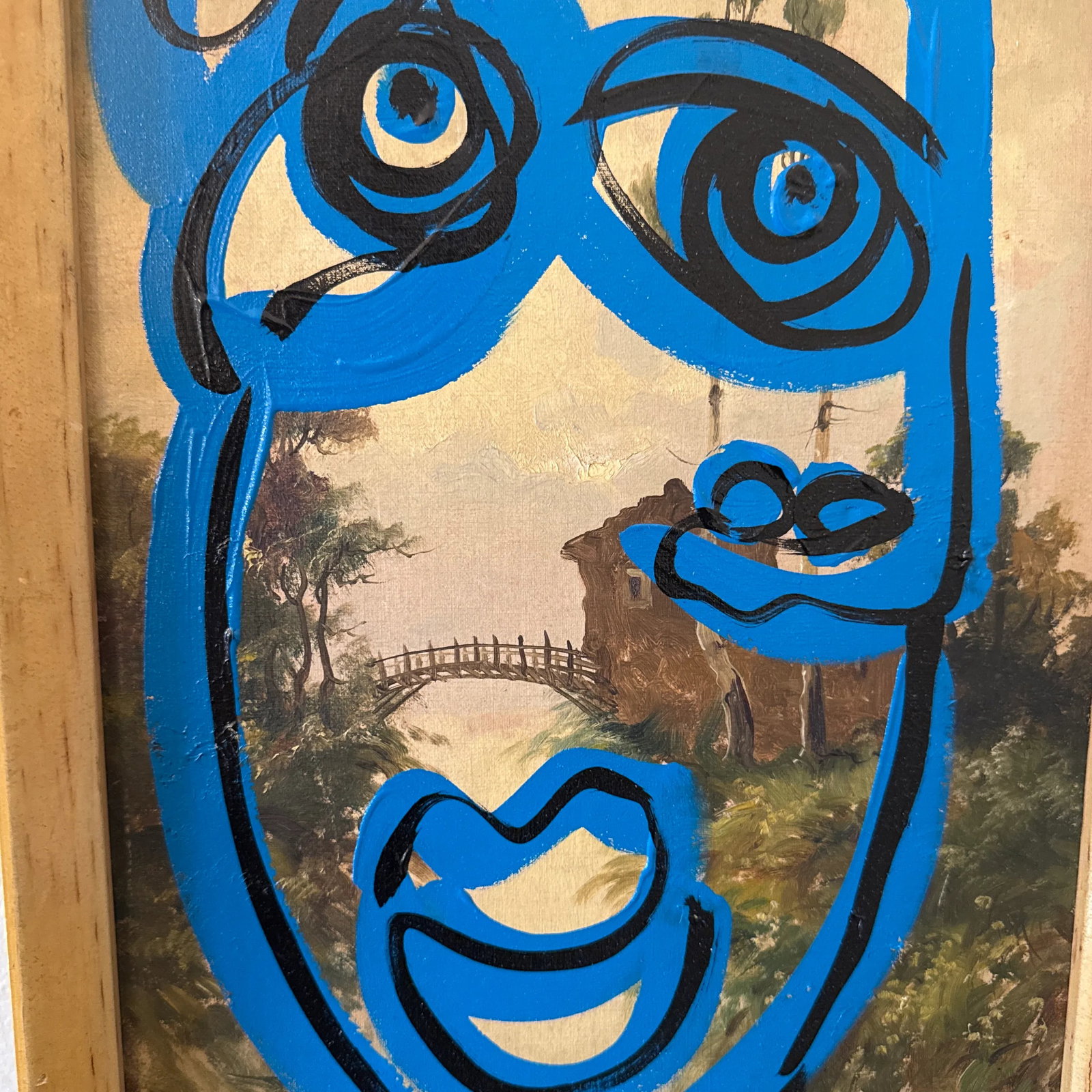 1970s Vintage Abstract Portraiture, Painting by Peter Robert Keil, Framed - 4