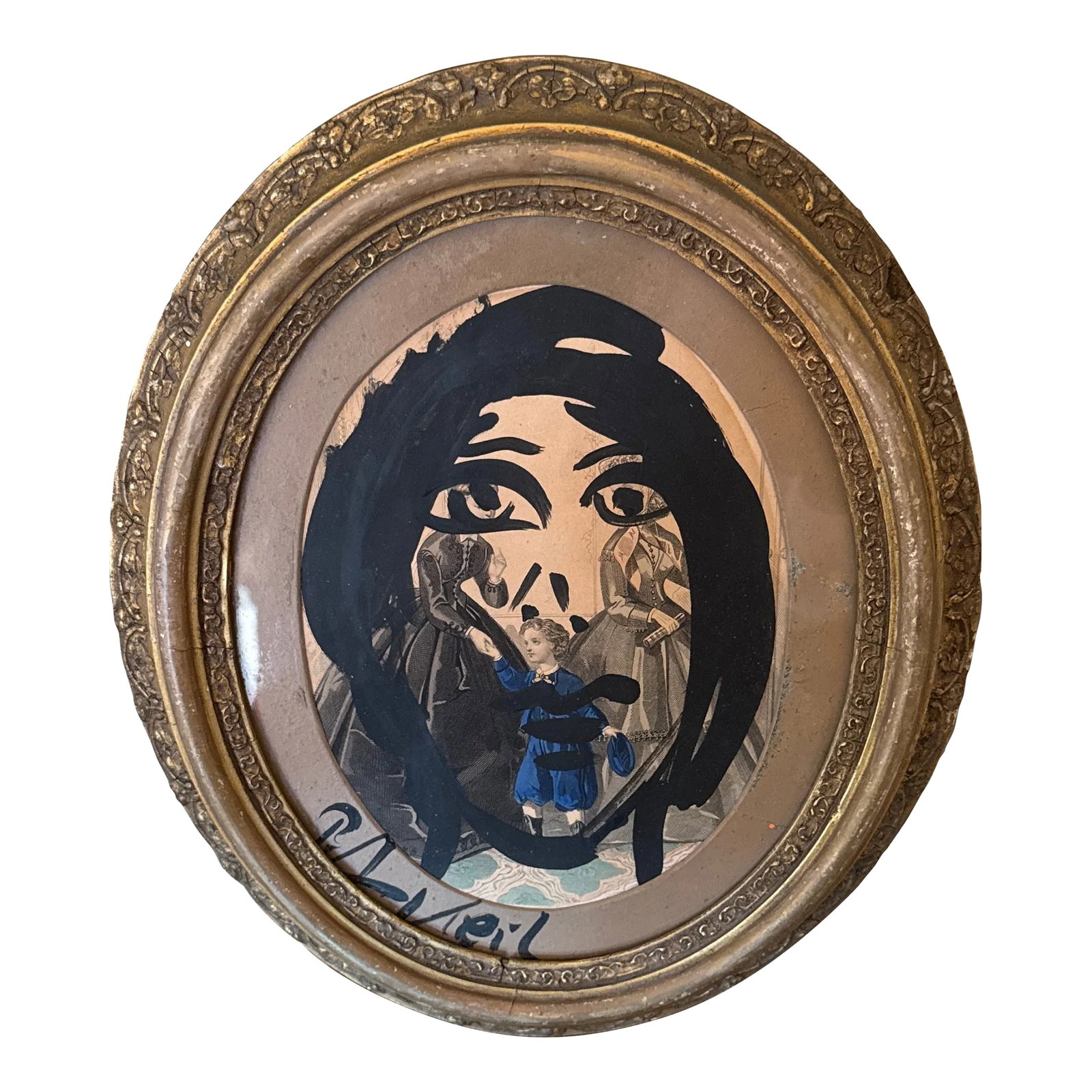 1970s Vintage Abstract Portraiture, Painting by Peter Robert Keil, Framed: Peter Keil is a German artist that focuses primarily on abstract expressionism. Keil painted with some of the greats including Joan Miro, Pablo Picasso and Andy Warhol, to name a few. This is interest