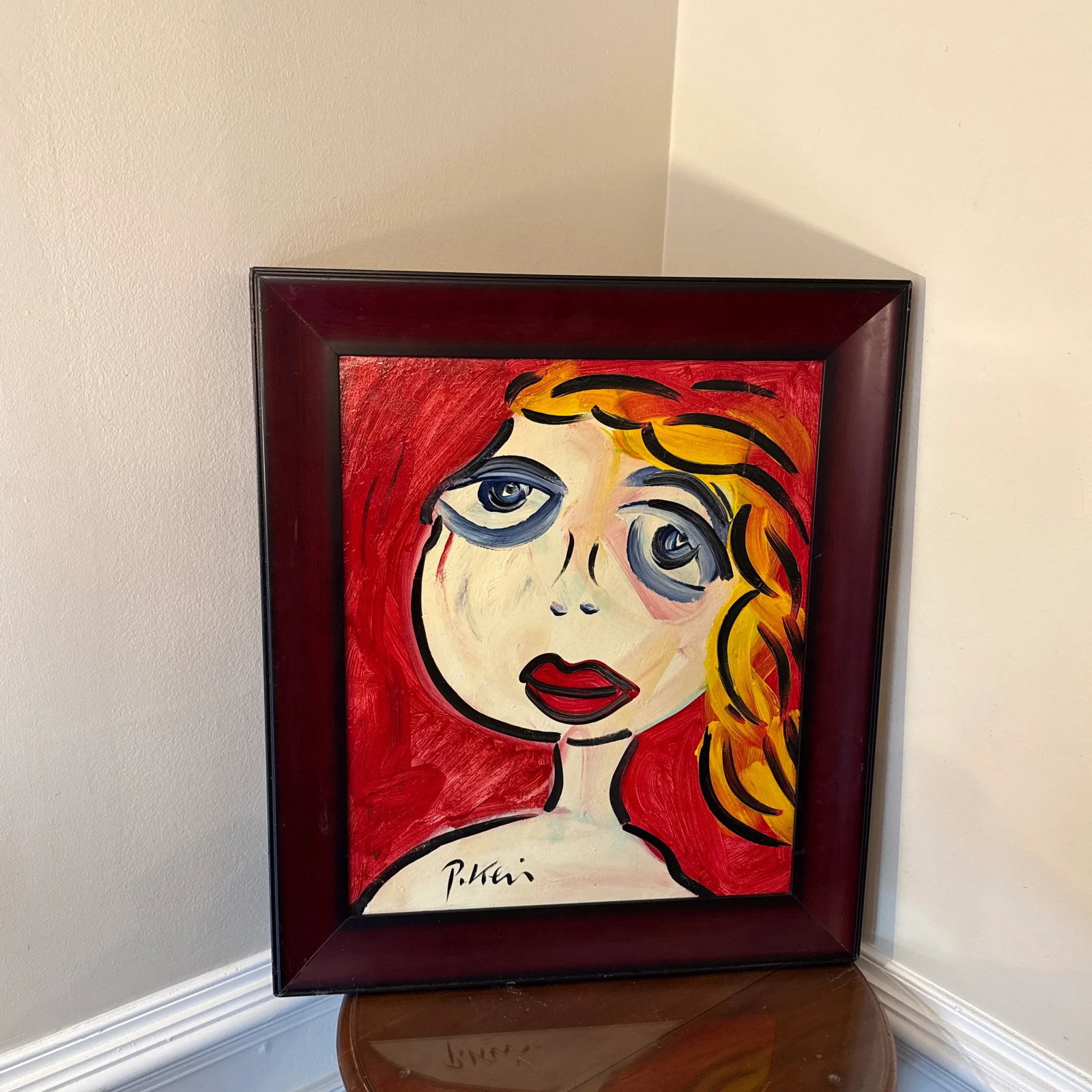 1970s Abstract Painting on Canvas by Peter Keil ~Framed - 2