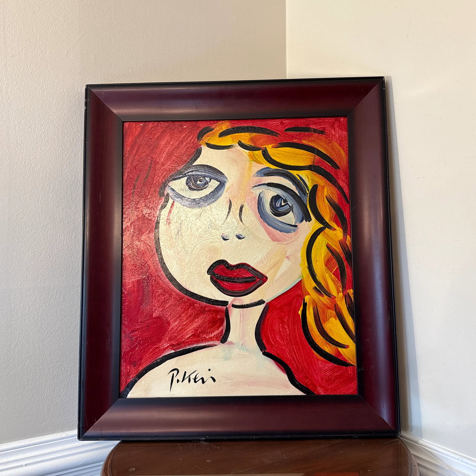 1970s Abstract Painting on Canvas by Peter Keil ~Framed - 3