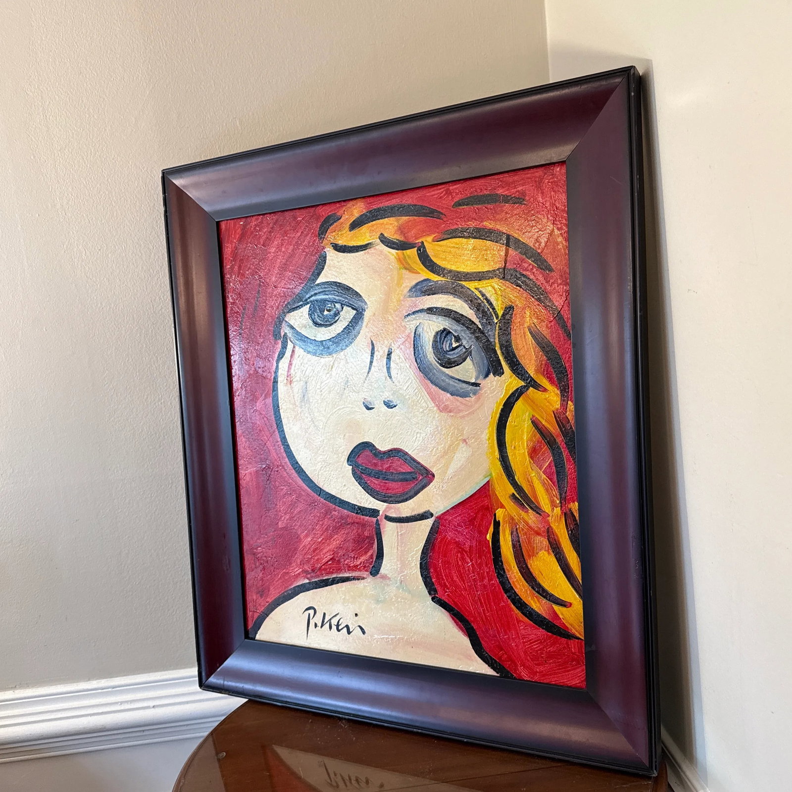 1970s Abstract Painting on Canvas by Peter Keil ~Framed - 4