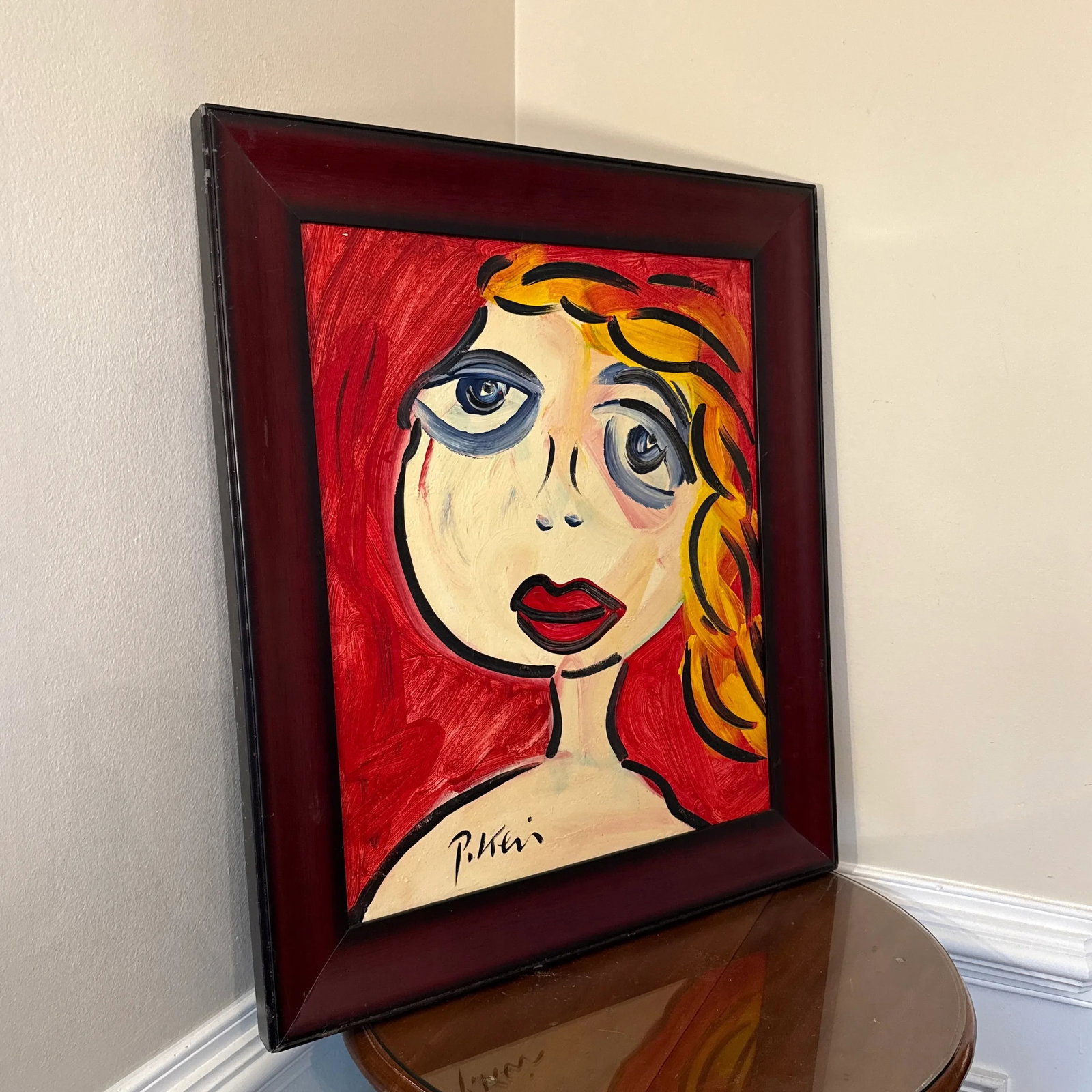 1970s Abstract Painting on Canvas by Peter Keil ~Framed - 5