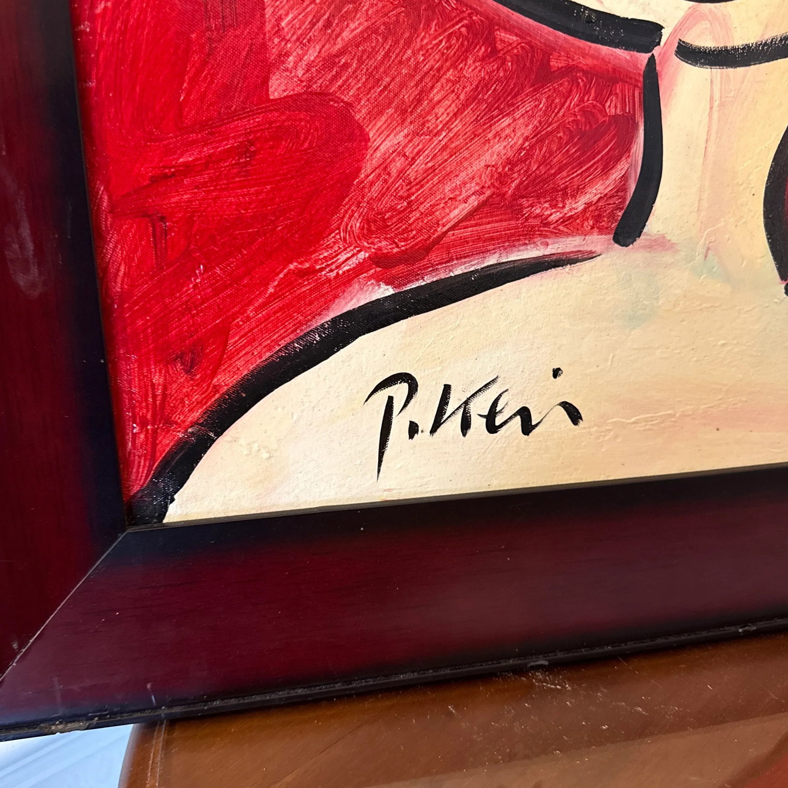 1970s Abstract Painting on Canvas by Peter Keil ~Framed - 6